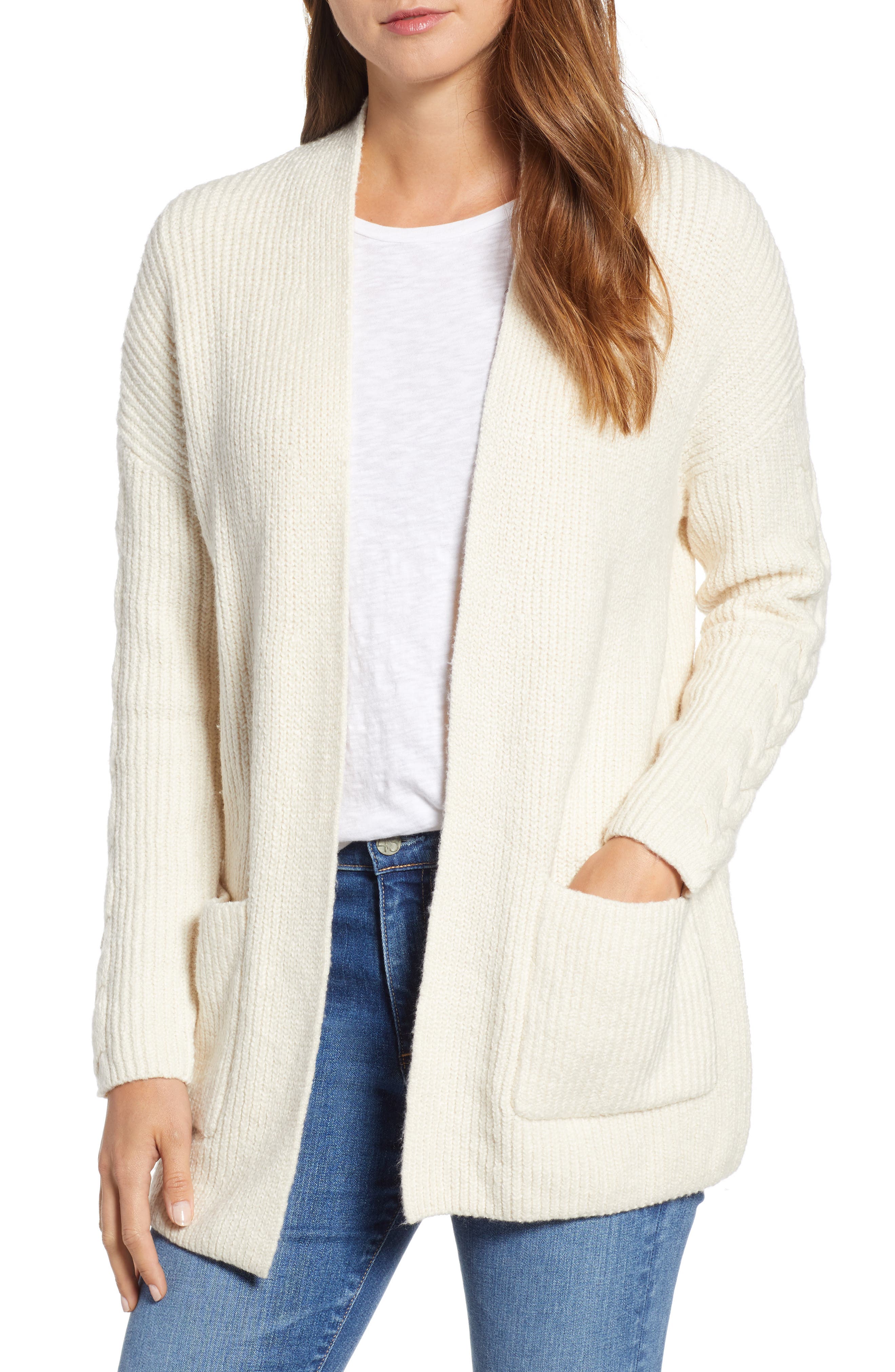 Lucky Brand Venice Cotton Blend Cardigan, White