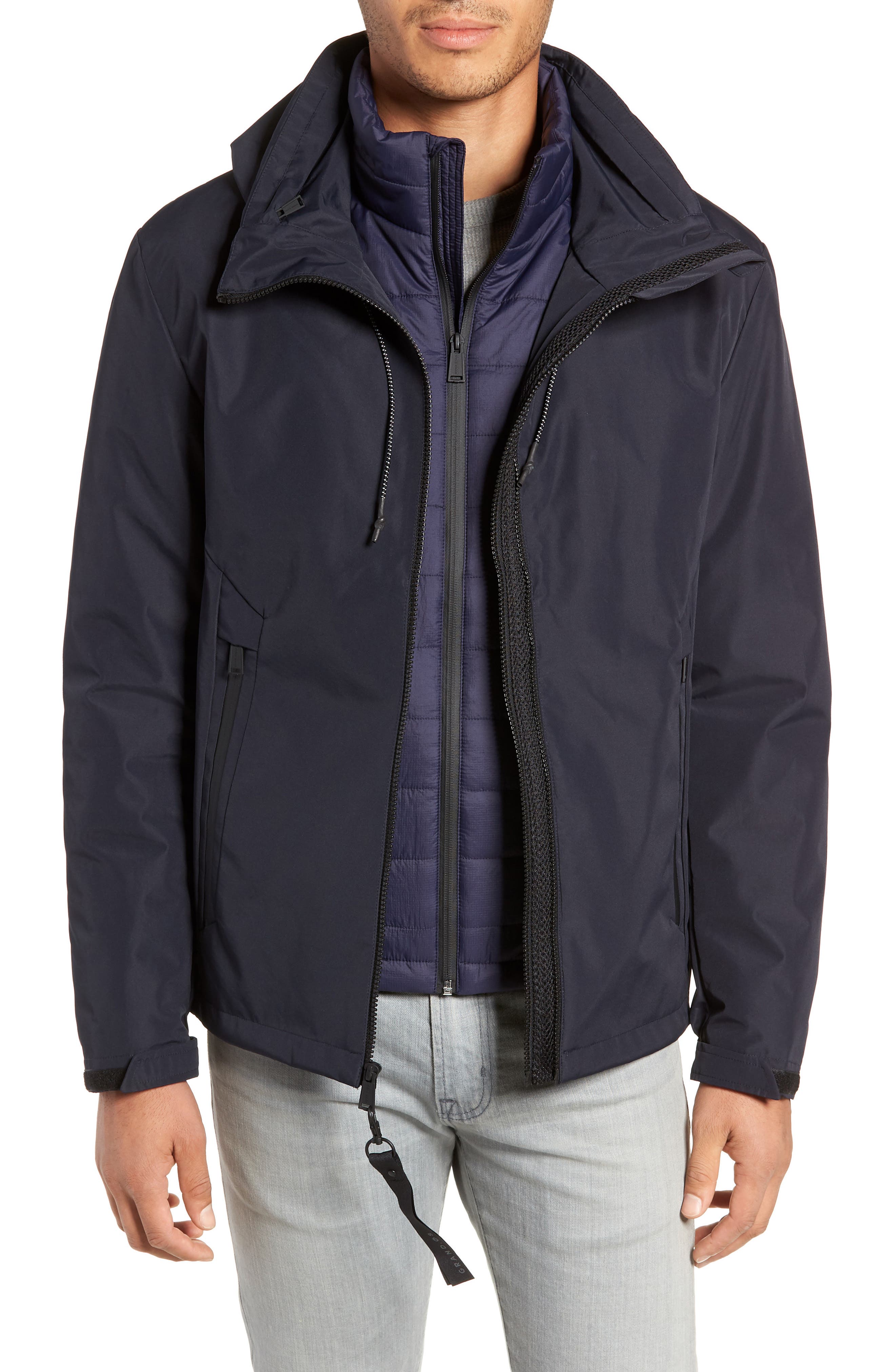 Cole Haan 3-In-1 Rain Jacket, Blue