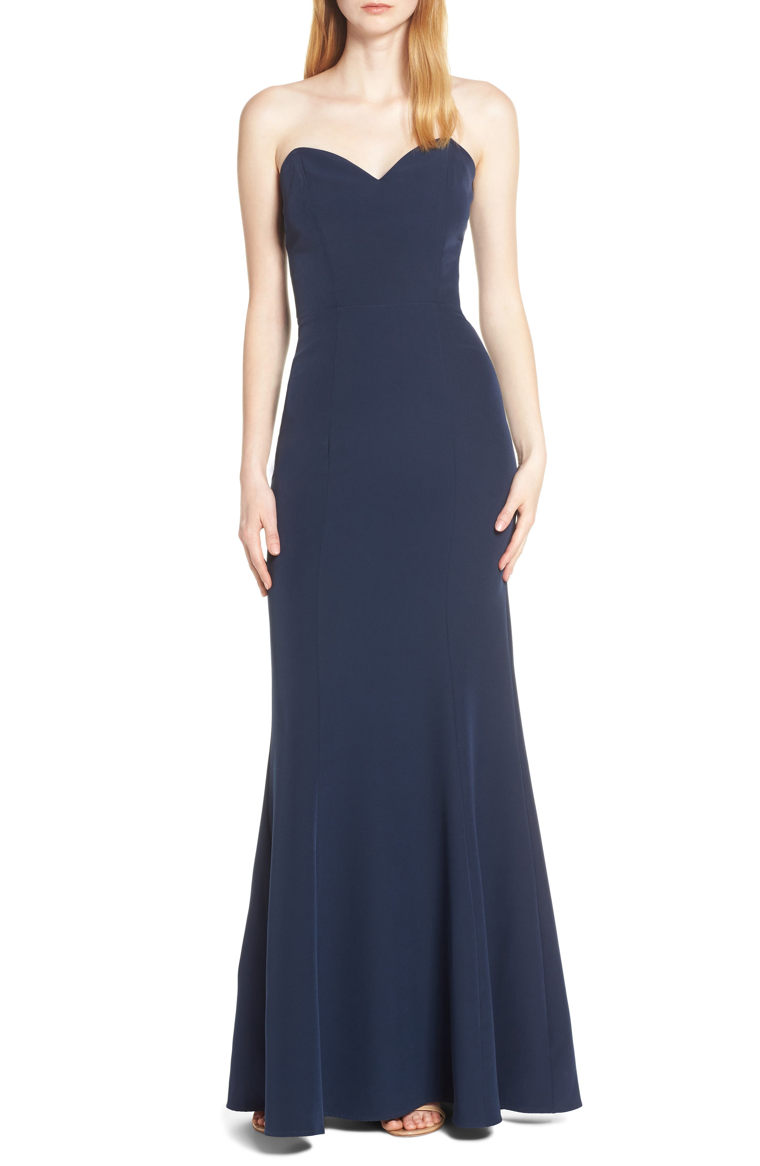 Wayf The Mia Lace-Up Back Evening Dress, Blue