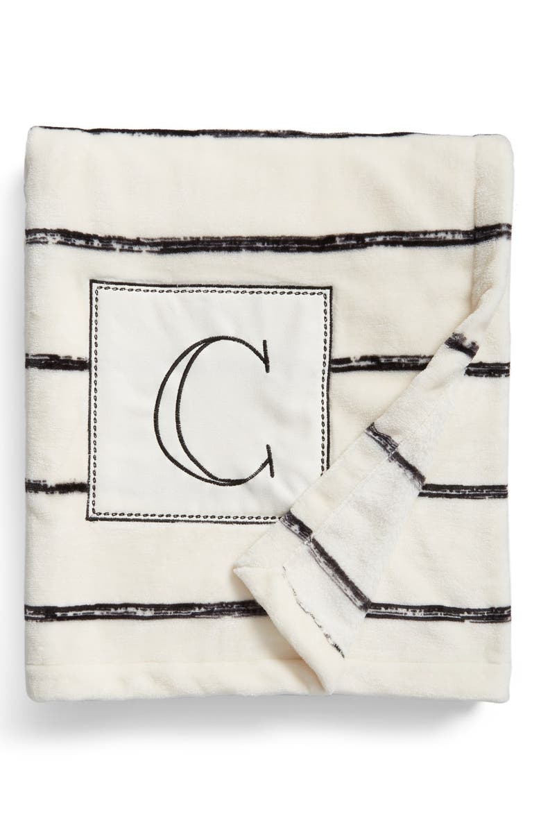 levtex plush stripe monogram throw blanket nordstrom