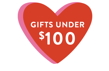 A candy heart graphic: Valentine's Day gifts under $100.