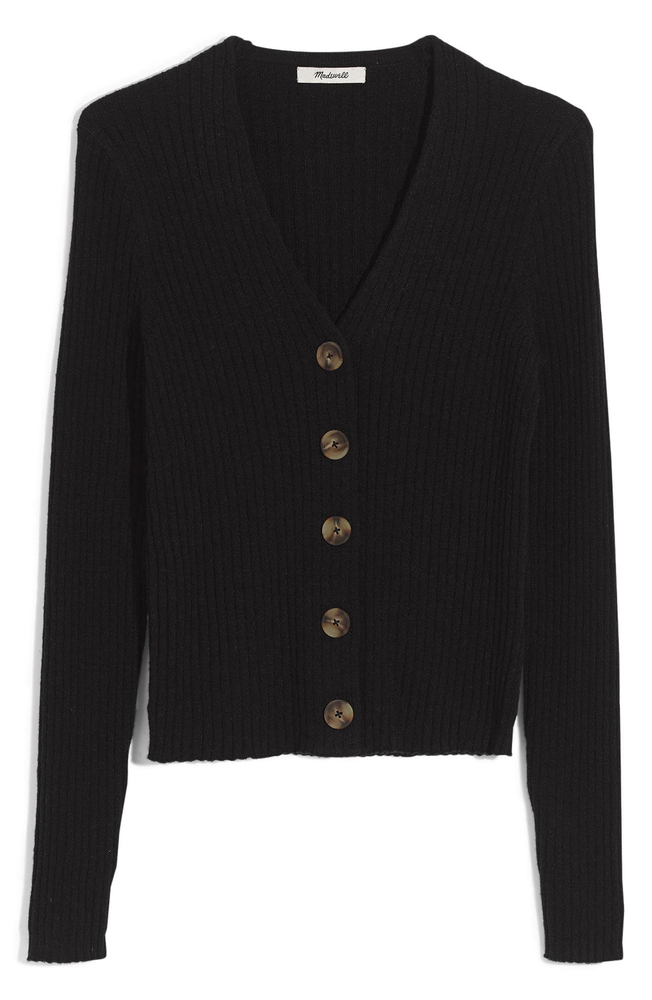 Madewell Shrunken Ribbed Cardigan, Black