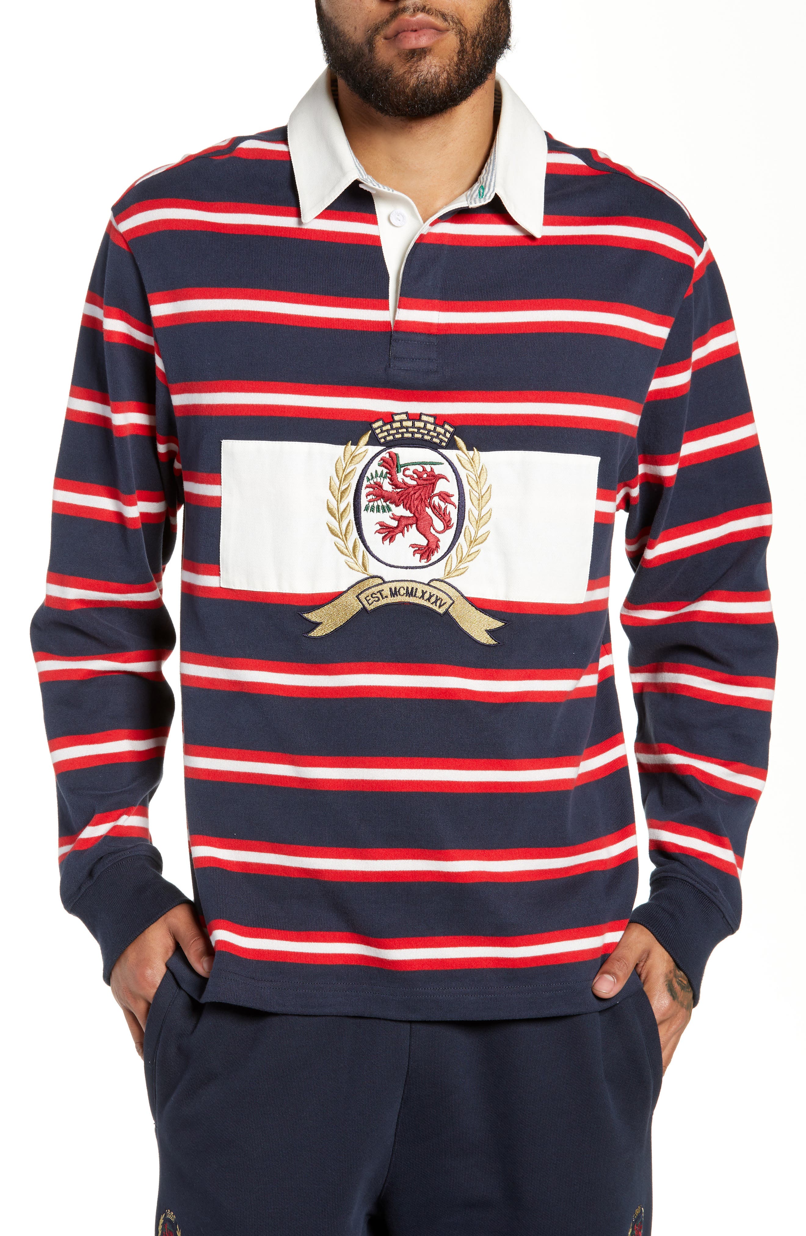Tommy Jeans Crest Stripe Rugby Polo, Blue