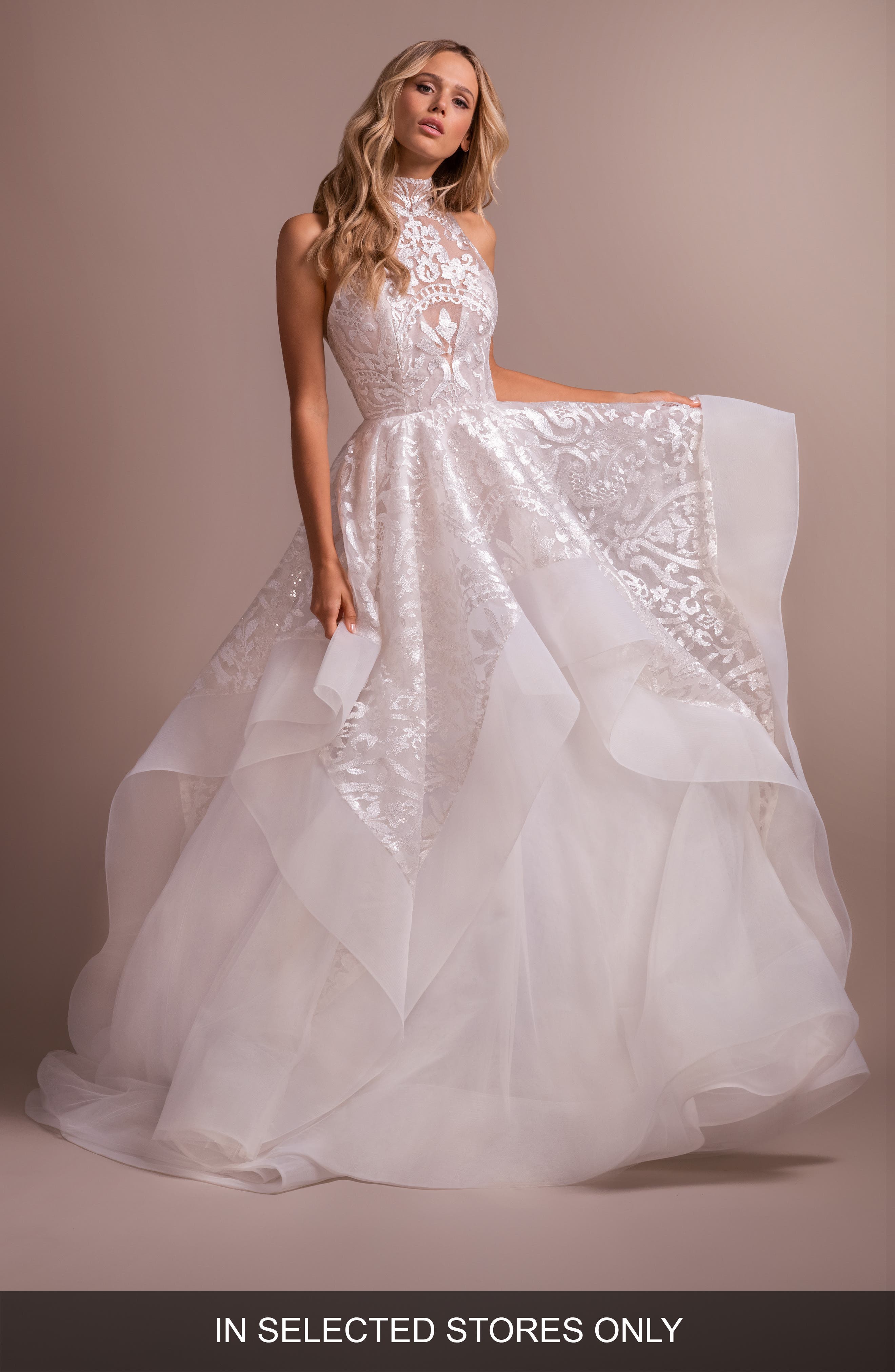 Hayley Paige Kylo Embroidered Halter Wedding Dress, Size IN STORE ONLY - Ivory