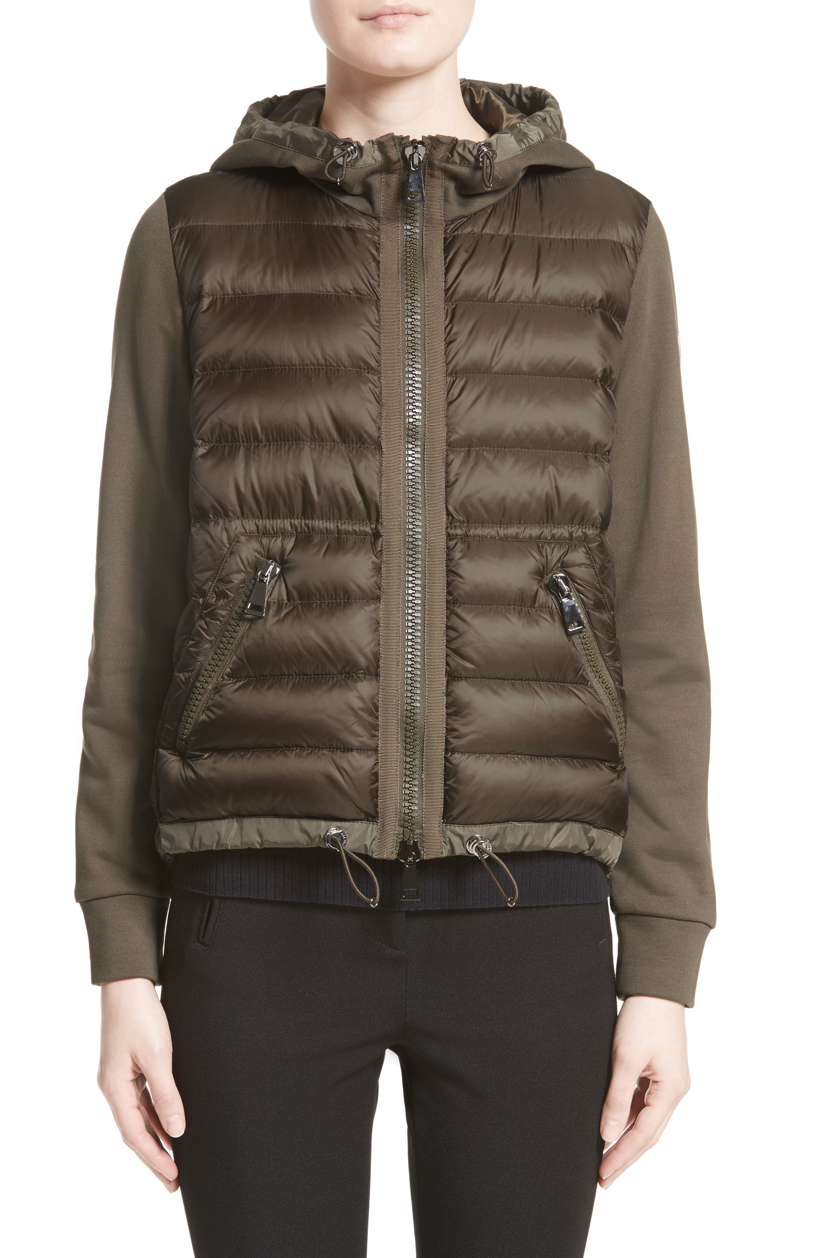 Moncler Quilted Front Hooded Jacket, Green