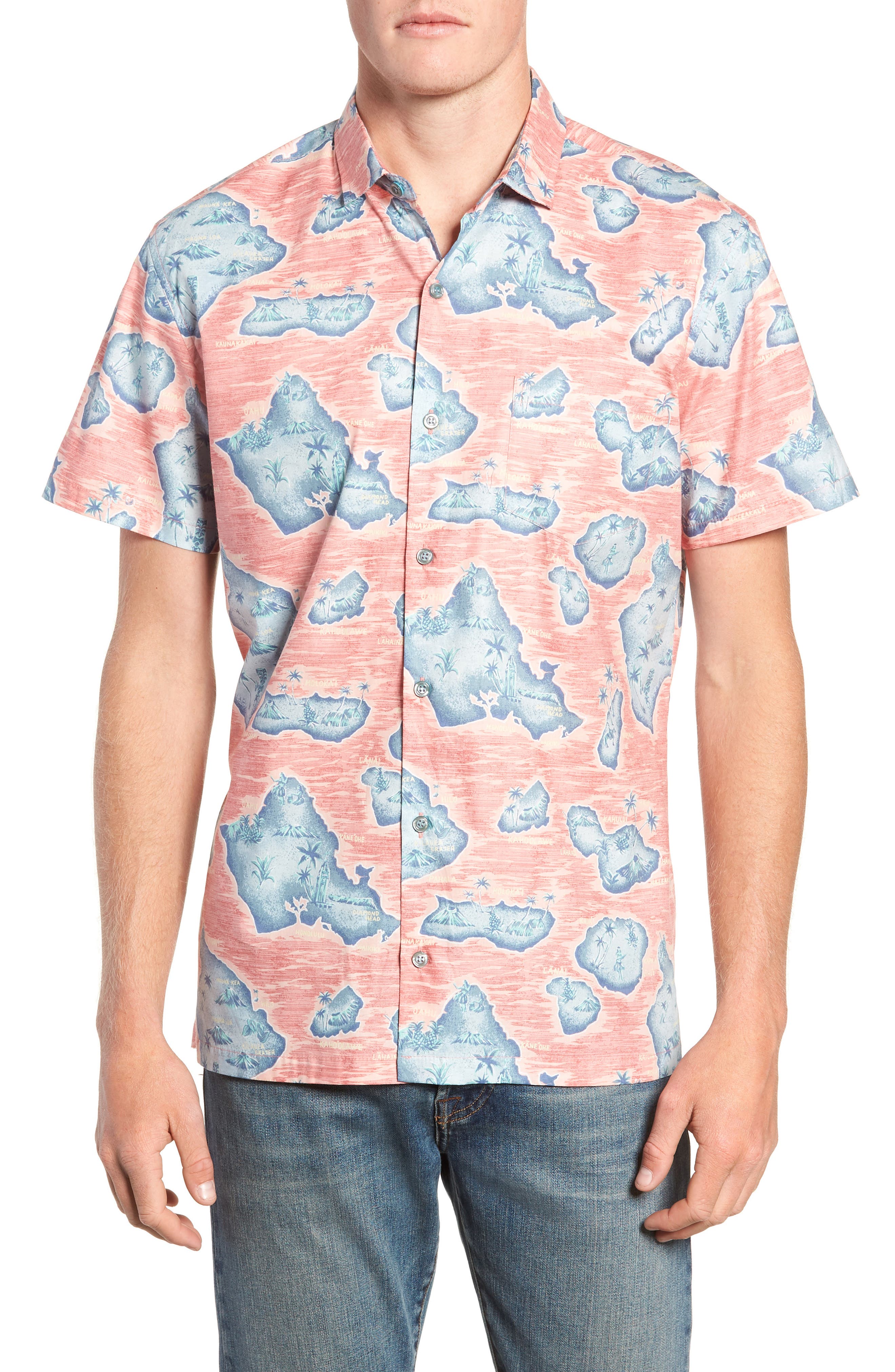 Tori Richard Sandwich Isle Regular Fit Sport Shirt, Orange