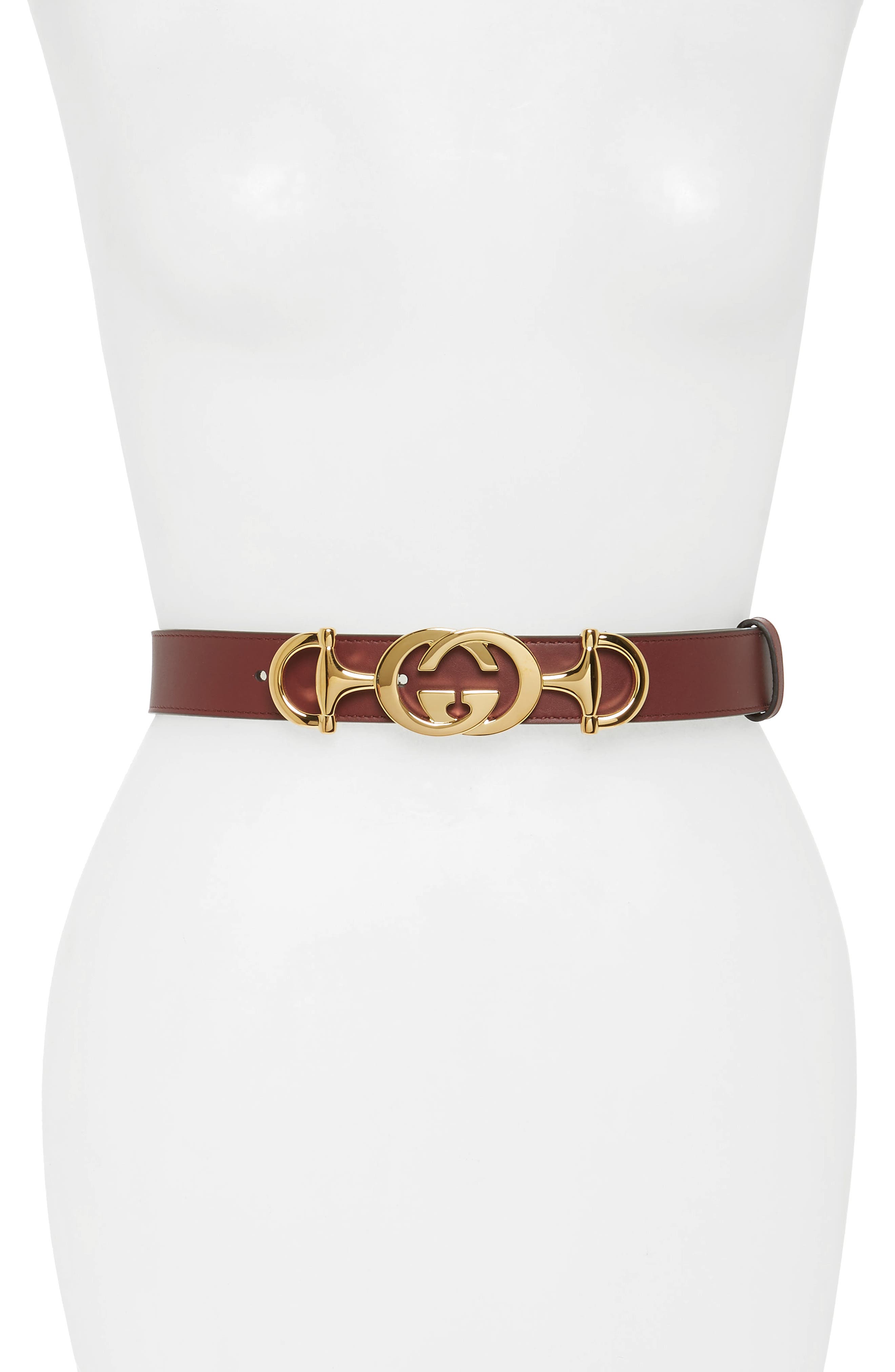 Gucci Horsebit Gg Leather Belt, Vintage Bordeaux