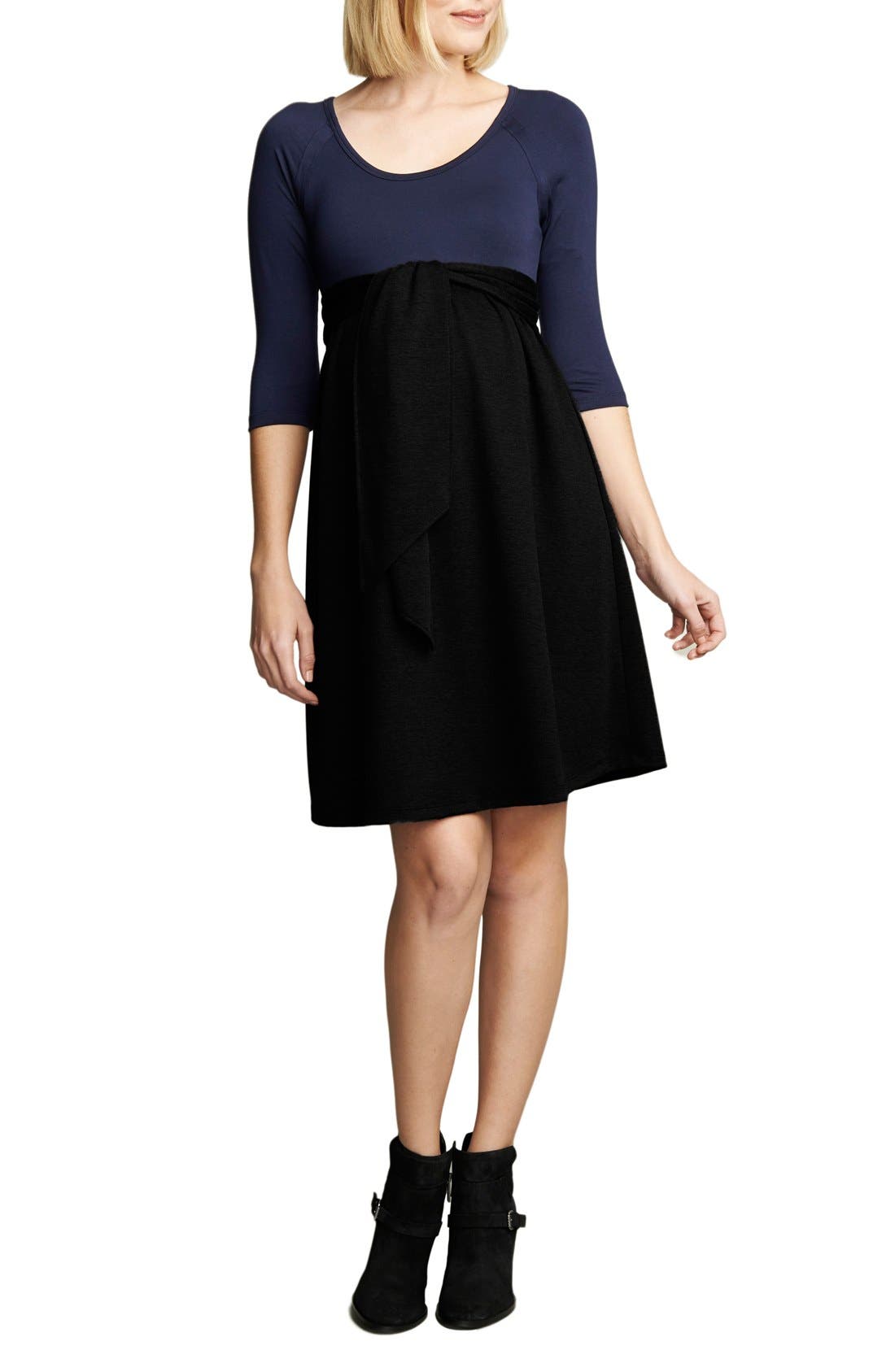 Maternal America Tie Front Maternity Dress, Black