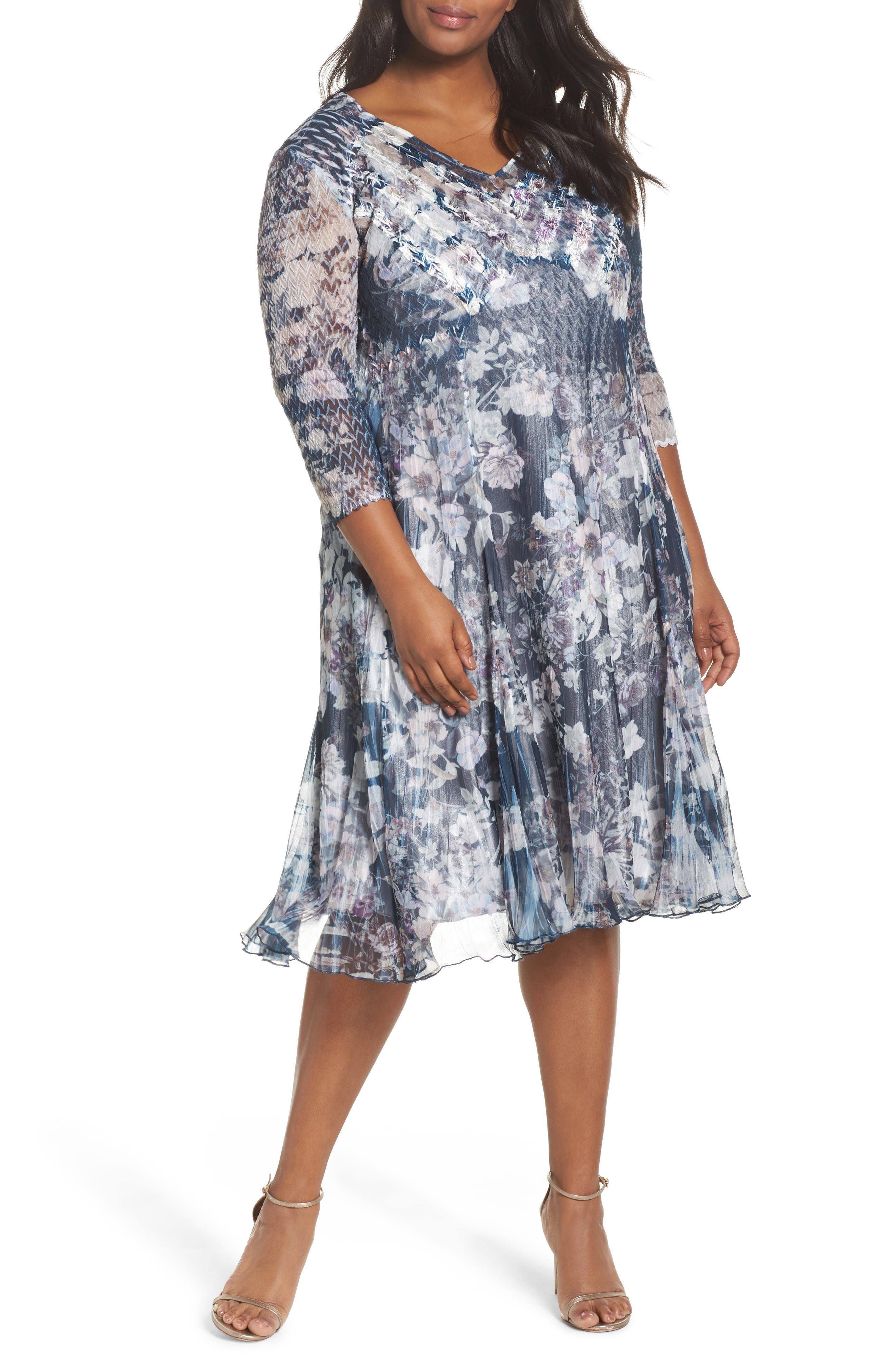 Komarov Floral Print VNeck Dress (Plus Size) Nordstrom