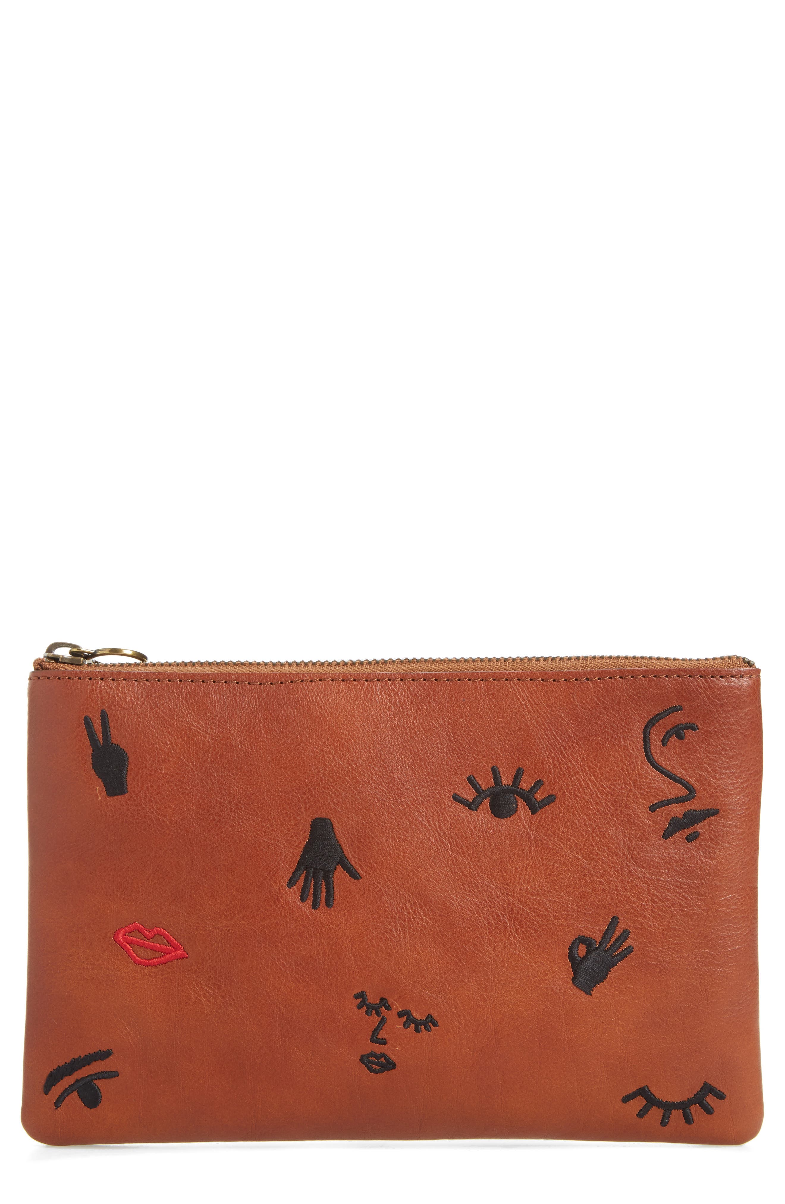 Madewell The Leather Pouch Clutch Embroidered Icon Edition Nordstrom
