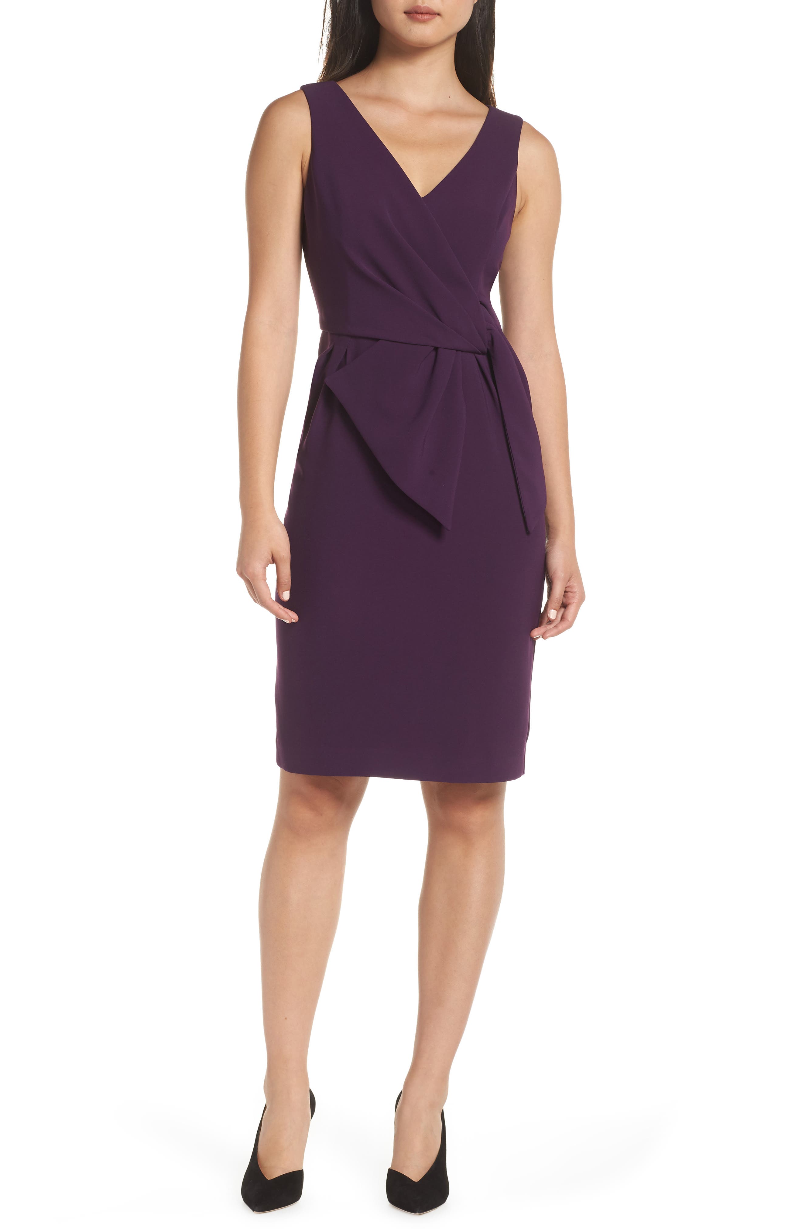 Eliza J Faux Wrap Sheath Dress, Purple