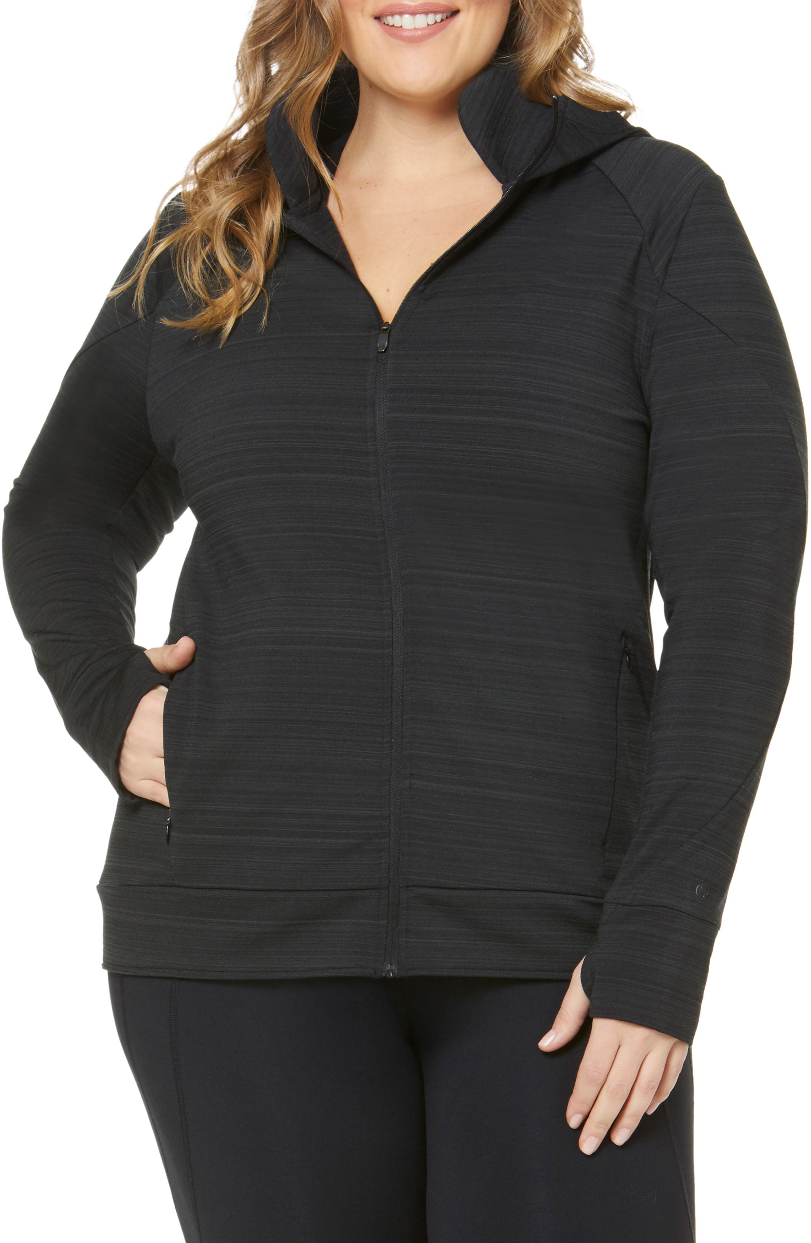 Plus Size Shape Activewear Elements Hoodie, Black