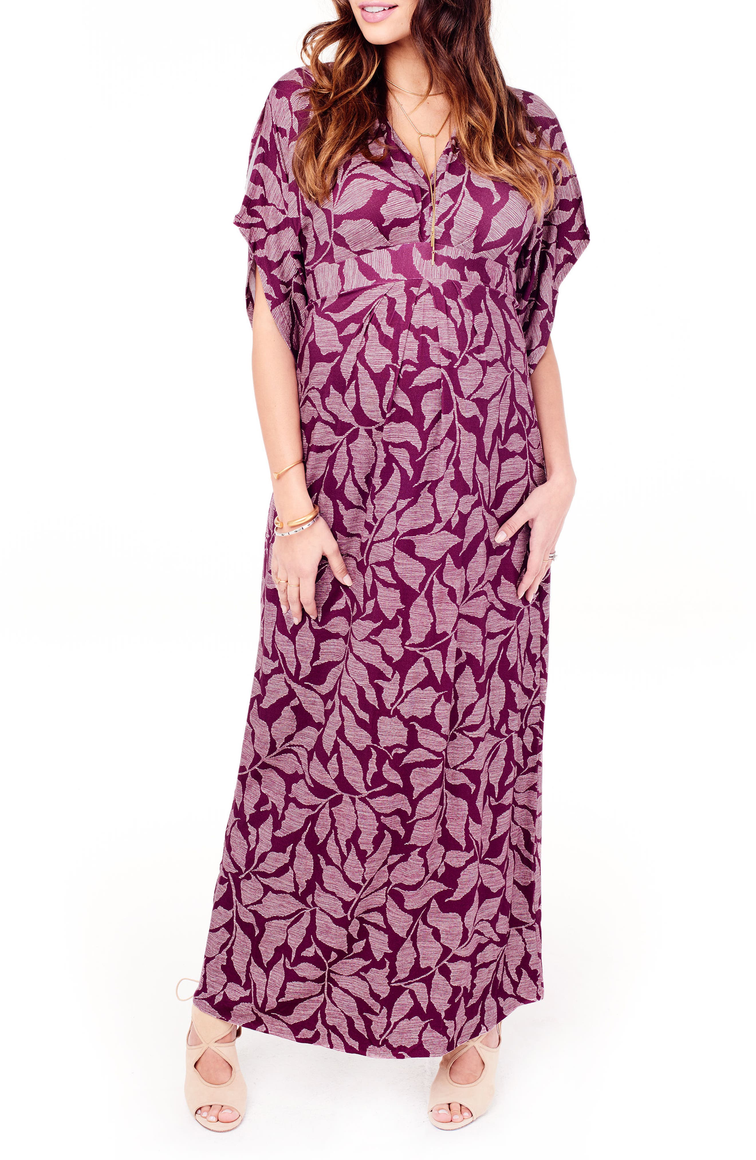Ingrid & Isabel Split Kimono Sleeve Maternity Maxi Dress, Purple