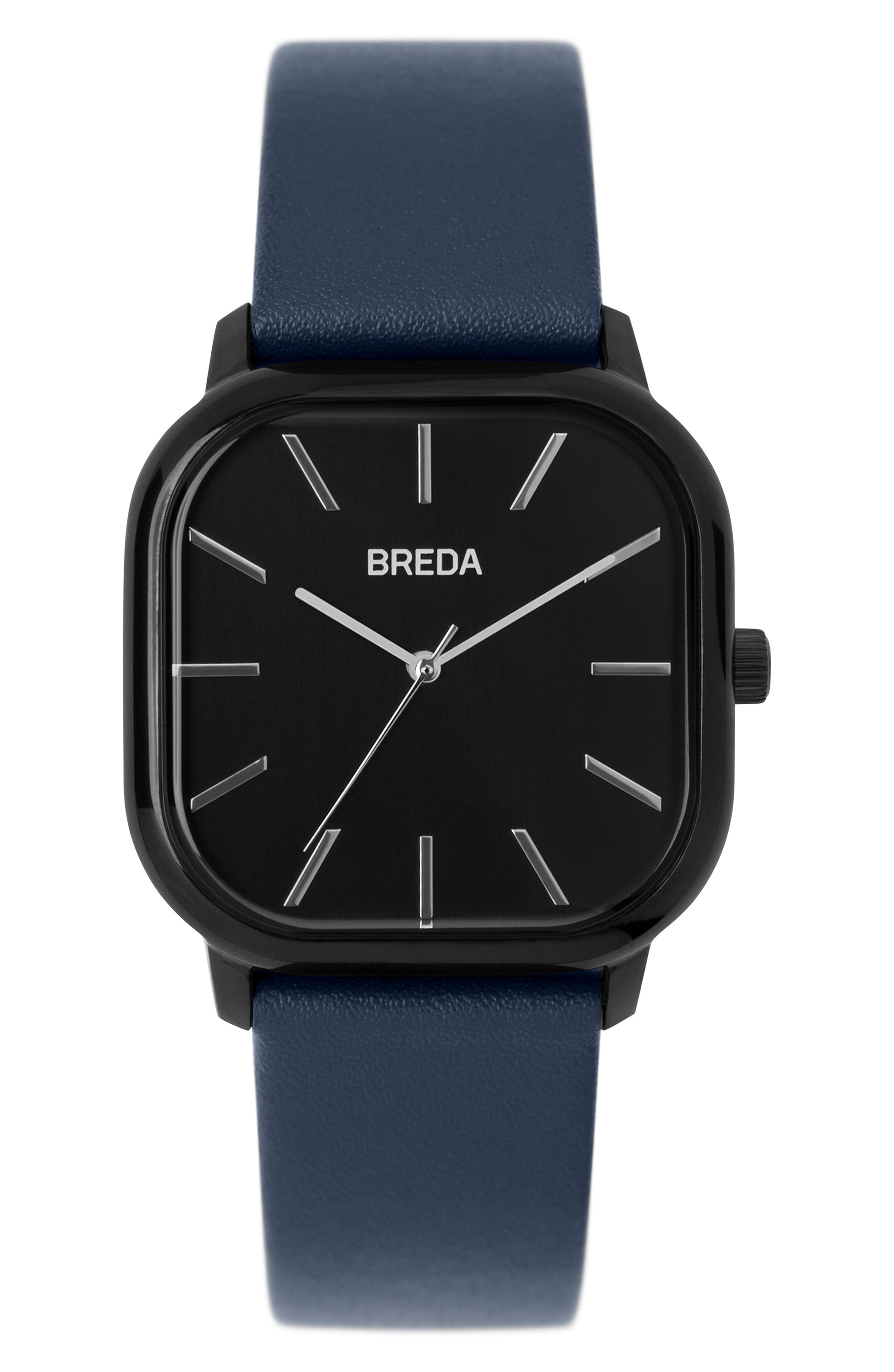 Breda Visser Square Leather Strap Watch, 35Mm