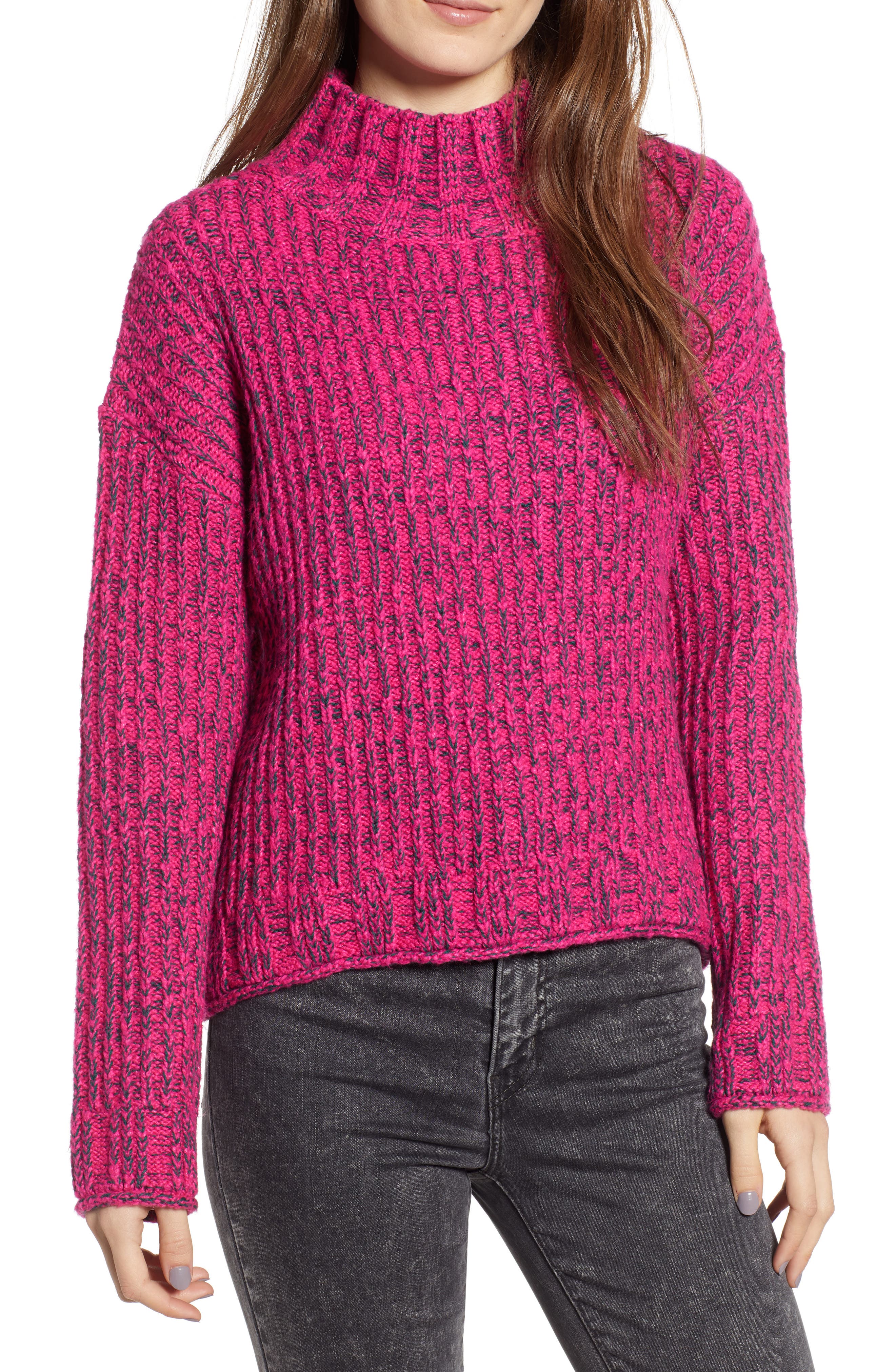 Bp. Cozy Stitch Mock Neck Sweater, Pink