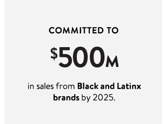 Committed to $500 million in sales from Black and Latinx brands by 2025.