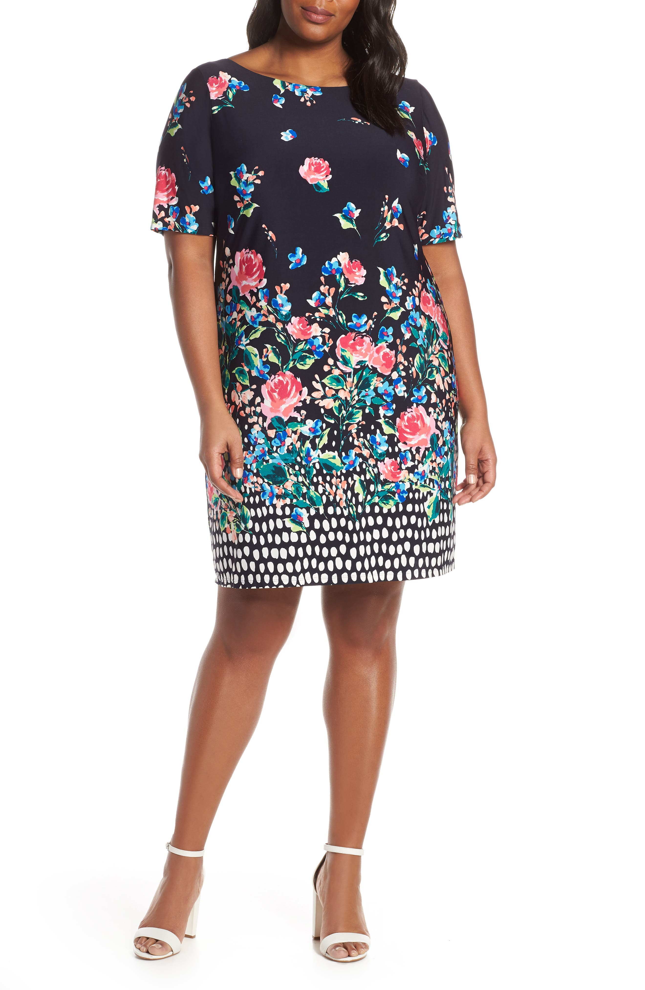 Plus Size Eliza J Jersey Shift Dress, Blue