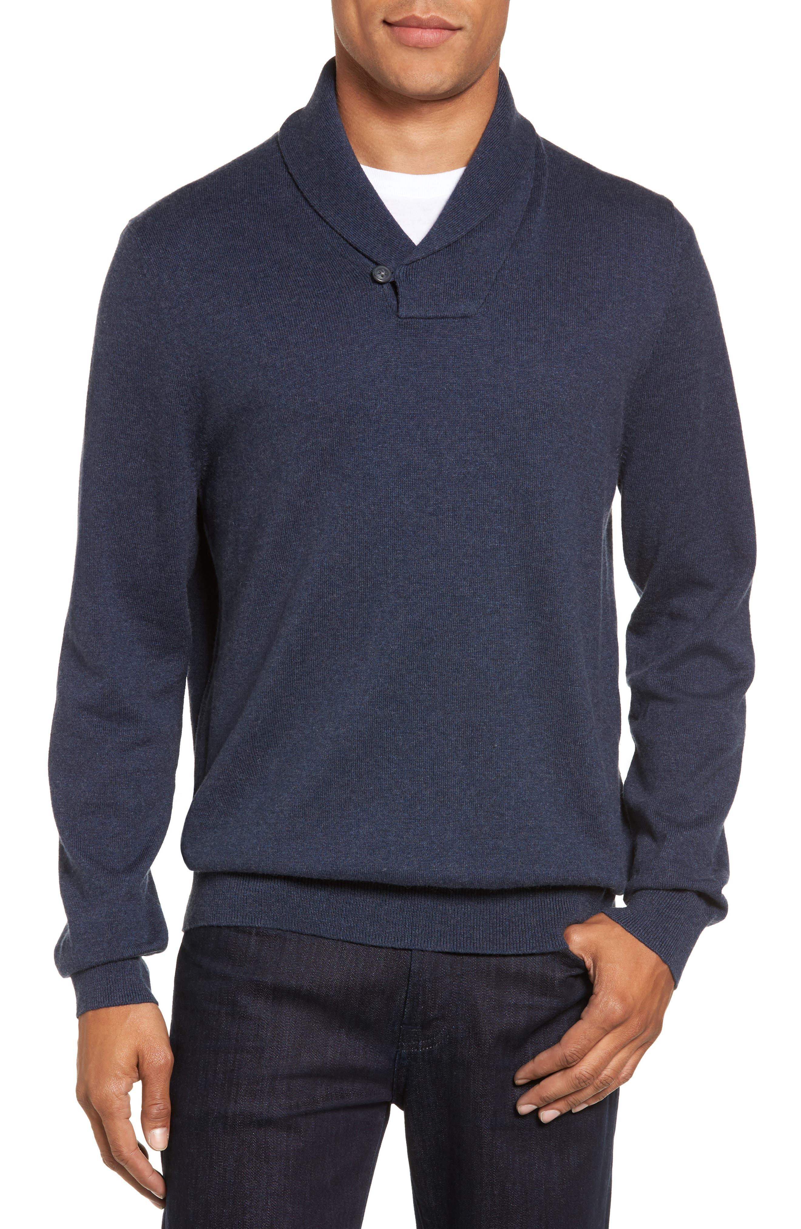 Nordstrom Shop Cotton & Cashmere Shawl Collar Sweater