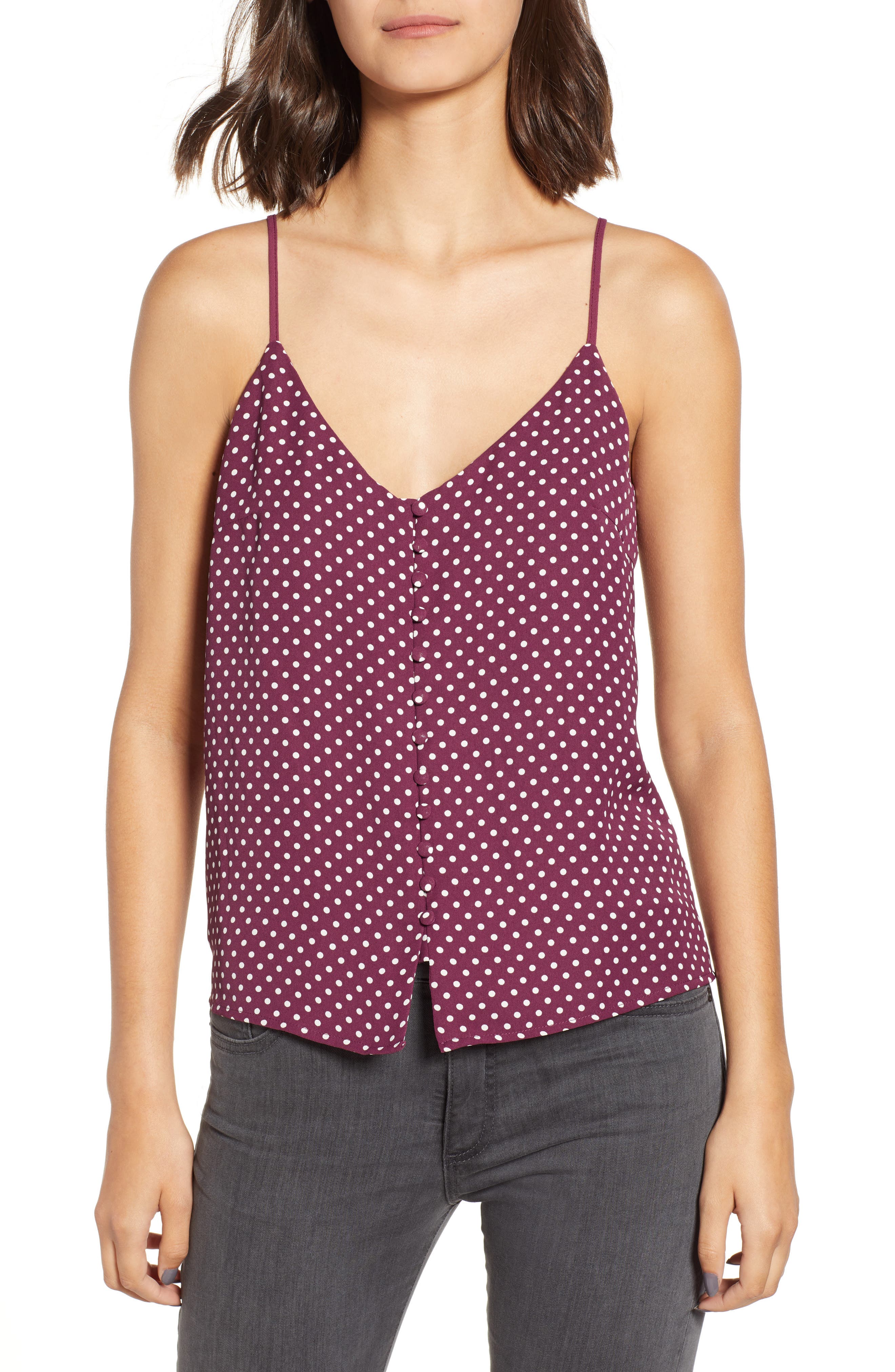 Heartloom Mira Polka Dot Camisole, Burgundy
