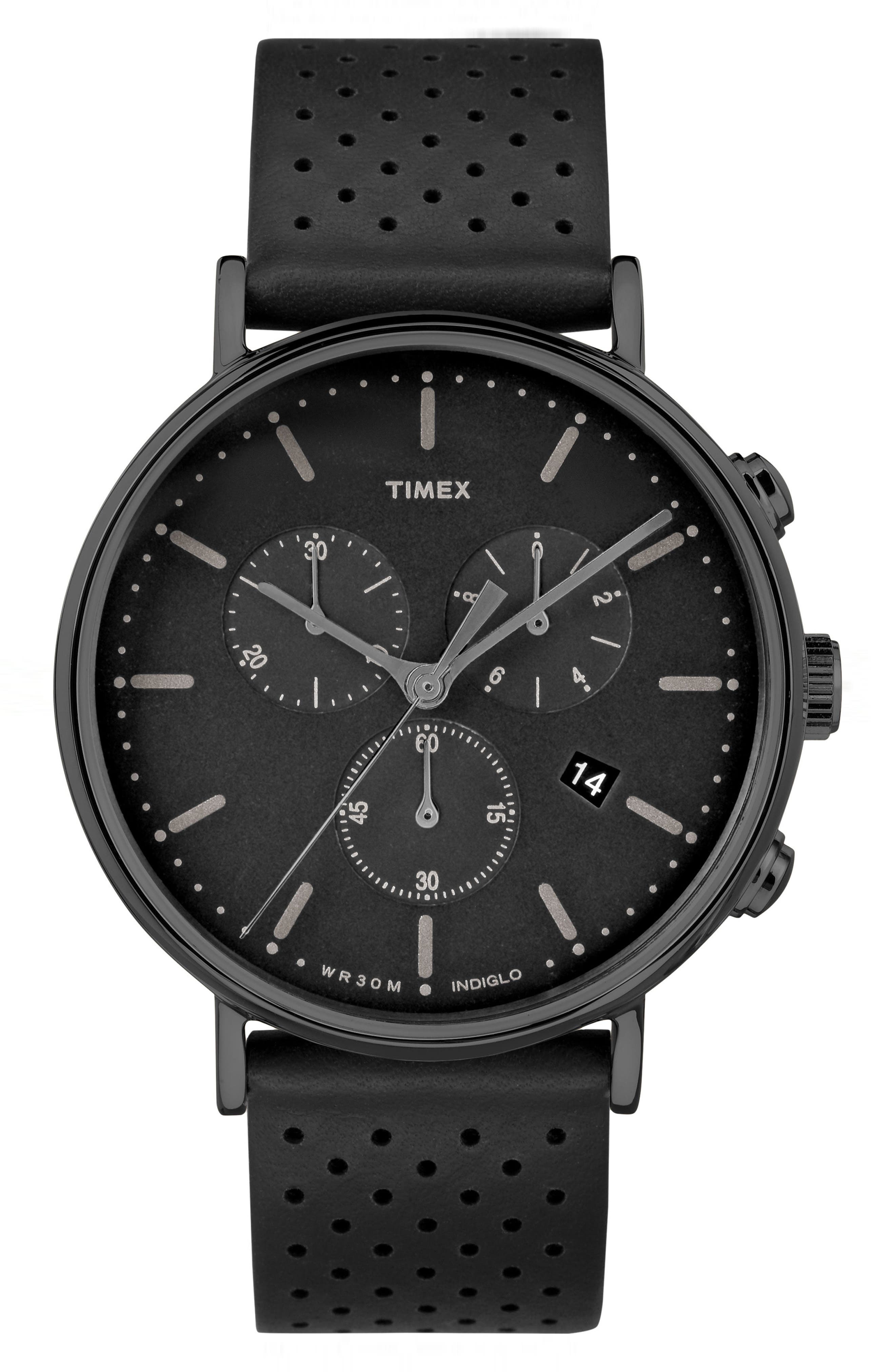 Timex Fairfield Chronograph Leather Strap Watch, 41Mm