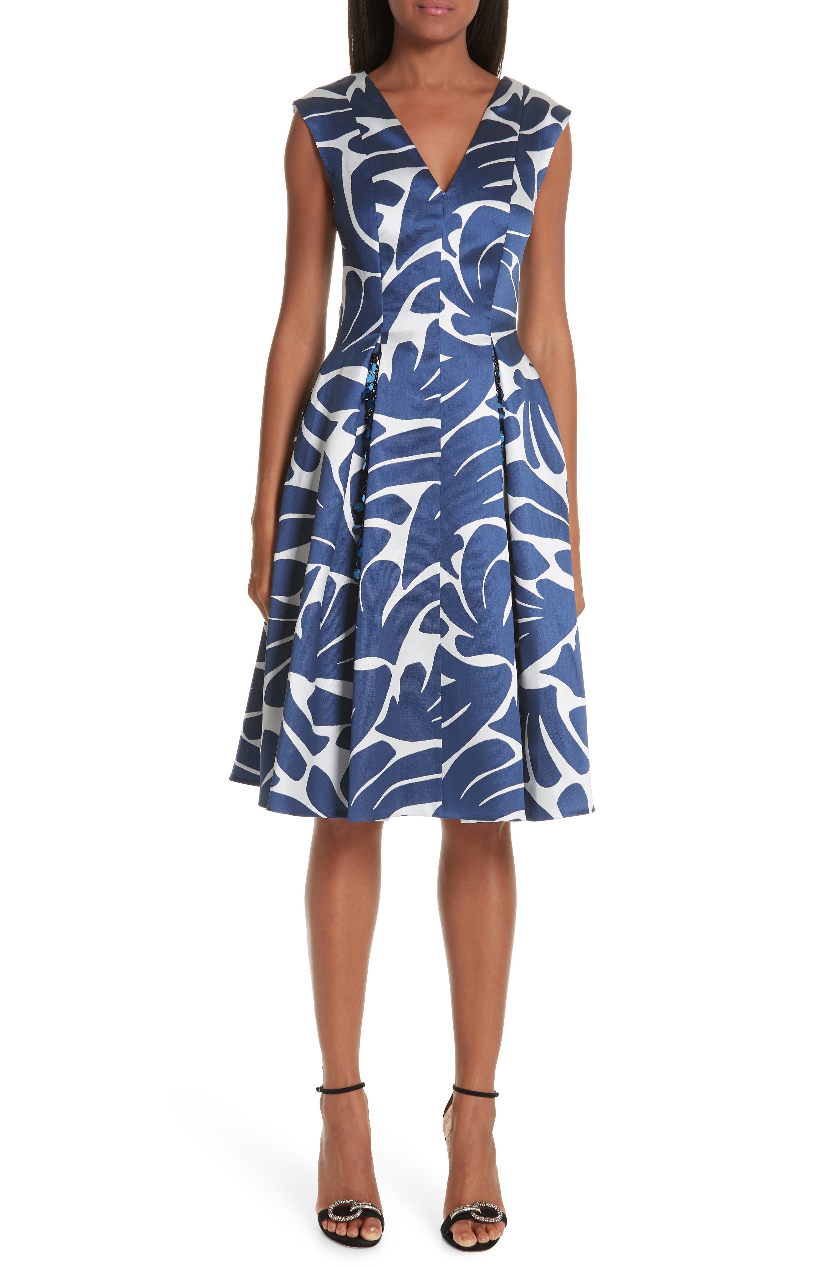 Talbot Runhof Print Cocktail Dress, Blue