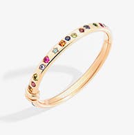 Gold bangle with colorful stones.