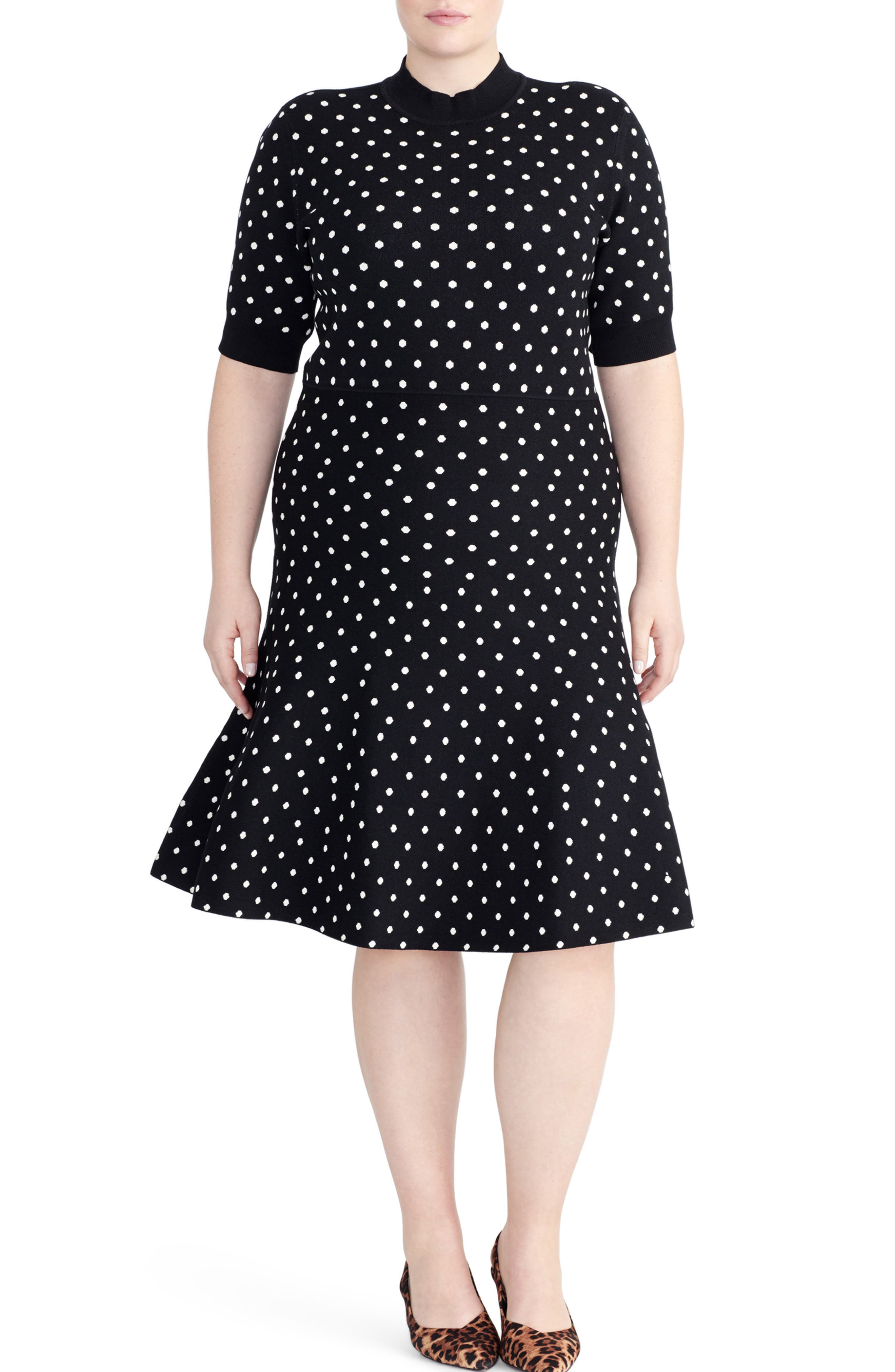 Plus Size Rachel Roy Collection Polka Dot Fit & Flare Dress, Black