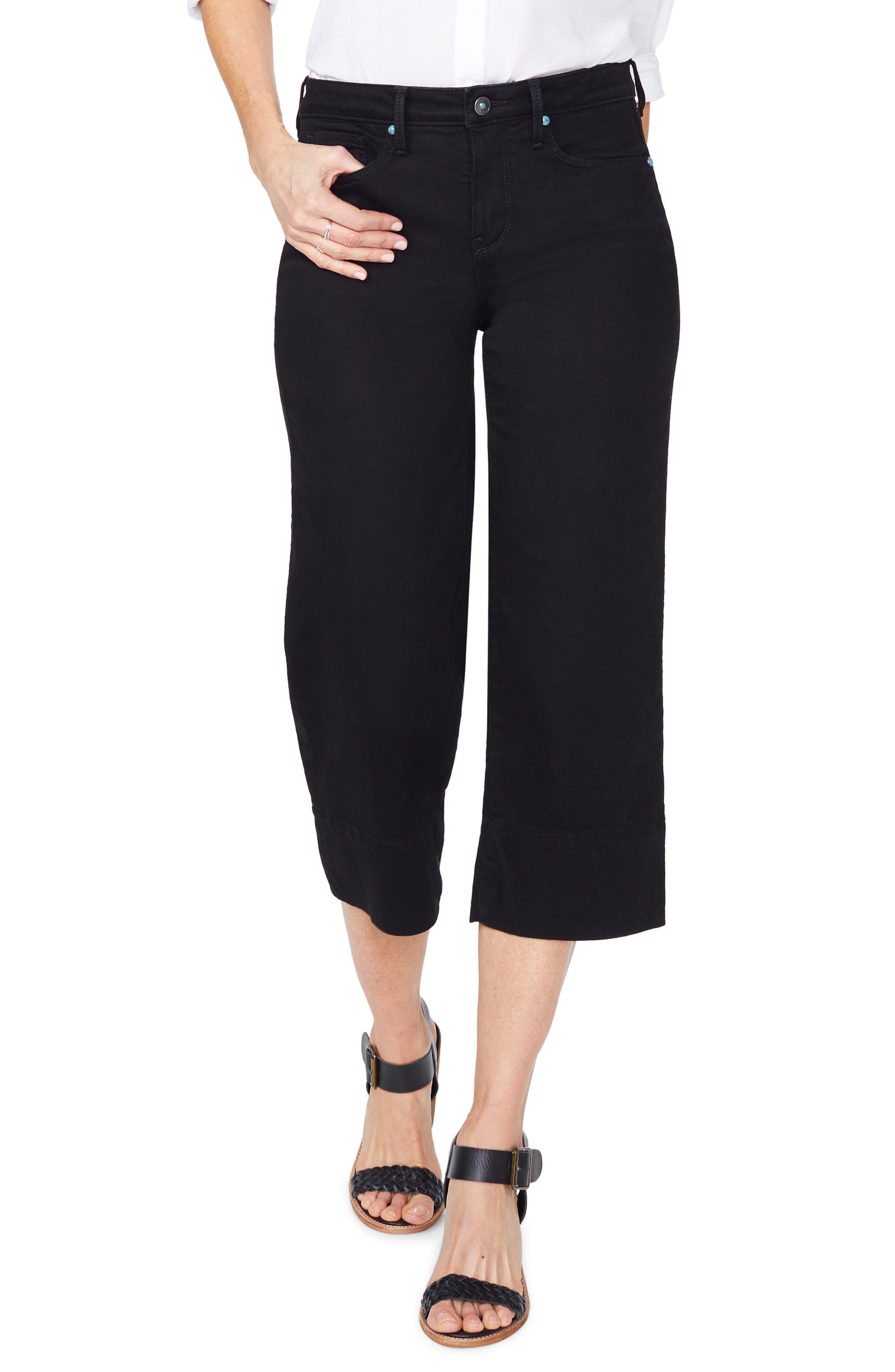 Nydj Wide Leg Capri Jeans, Black