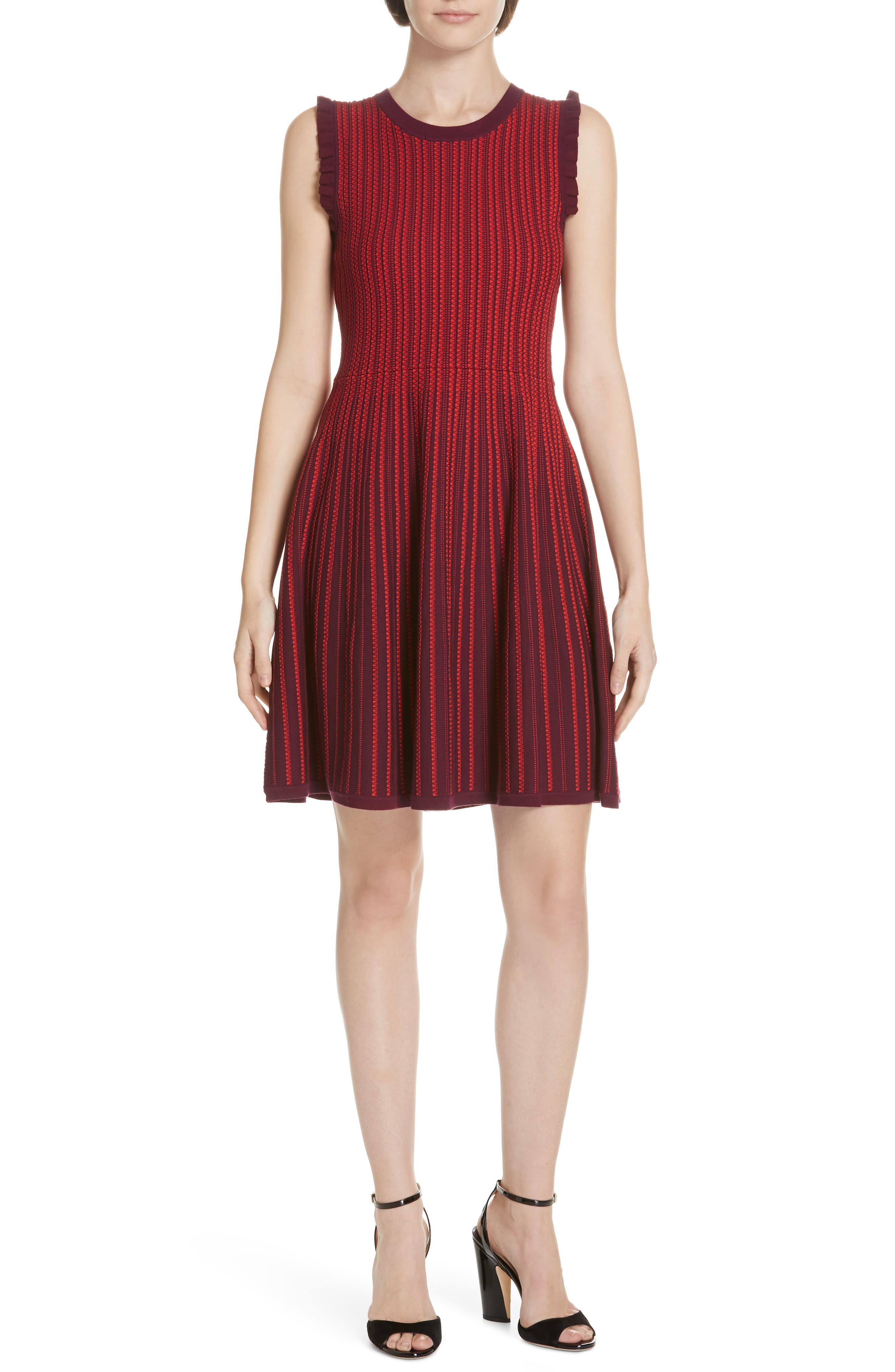 Kate Spade New York Knit Fit & Flare Dress, Red