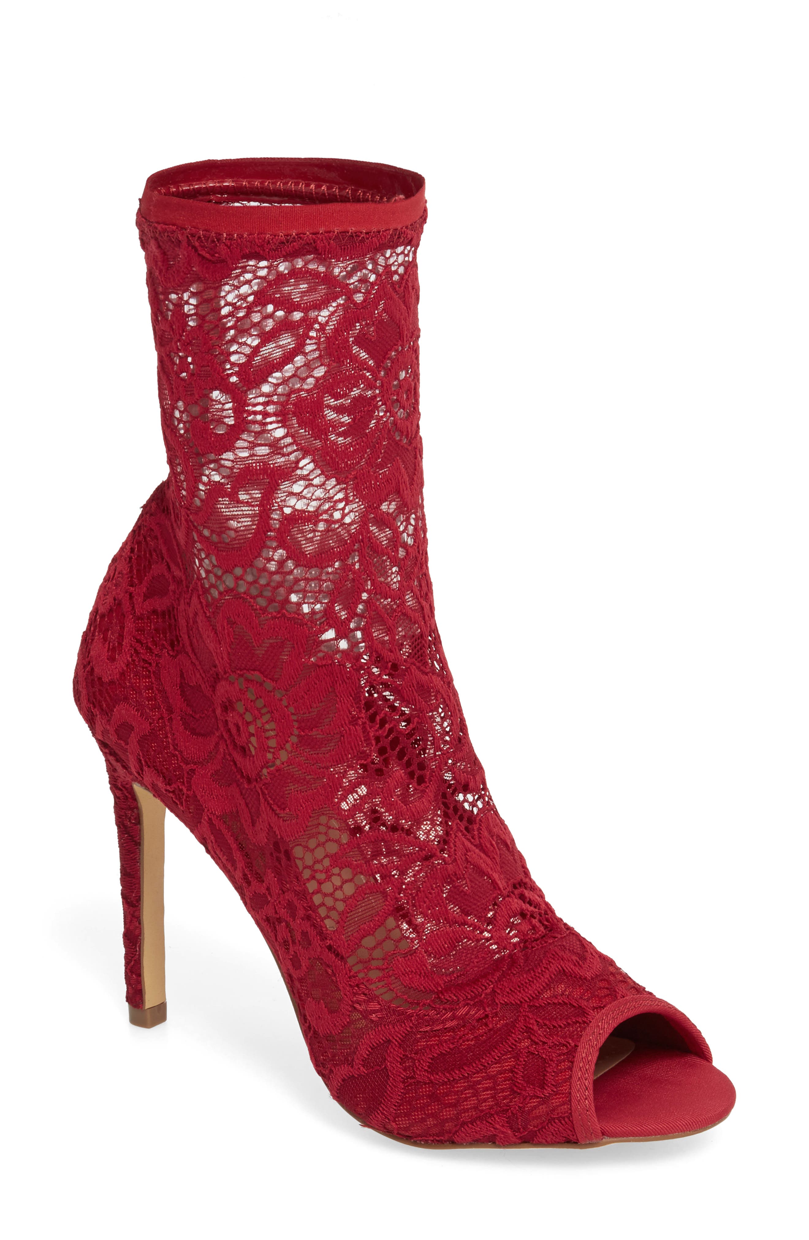 Charles By Charles David Imaginary Lace Sock Bootie- Red