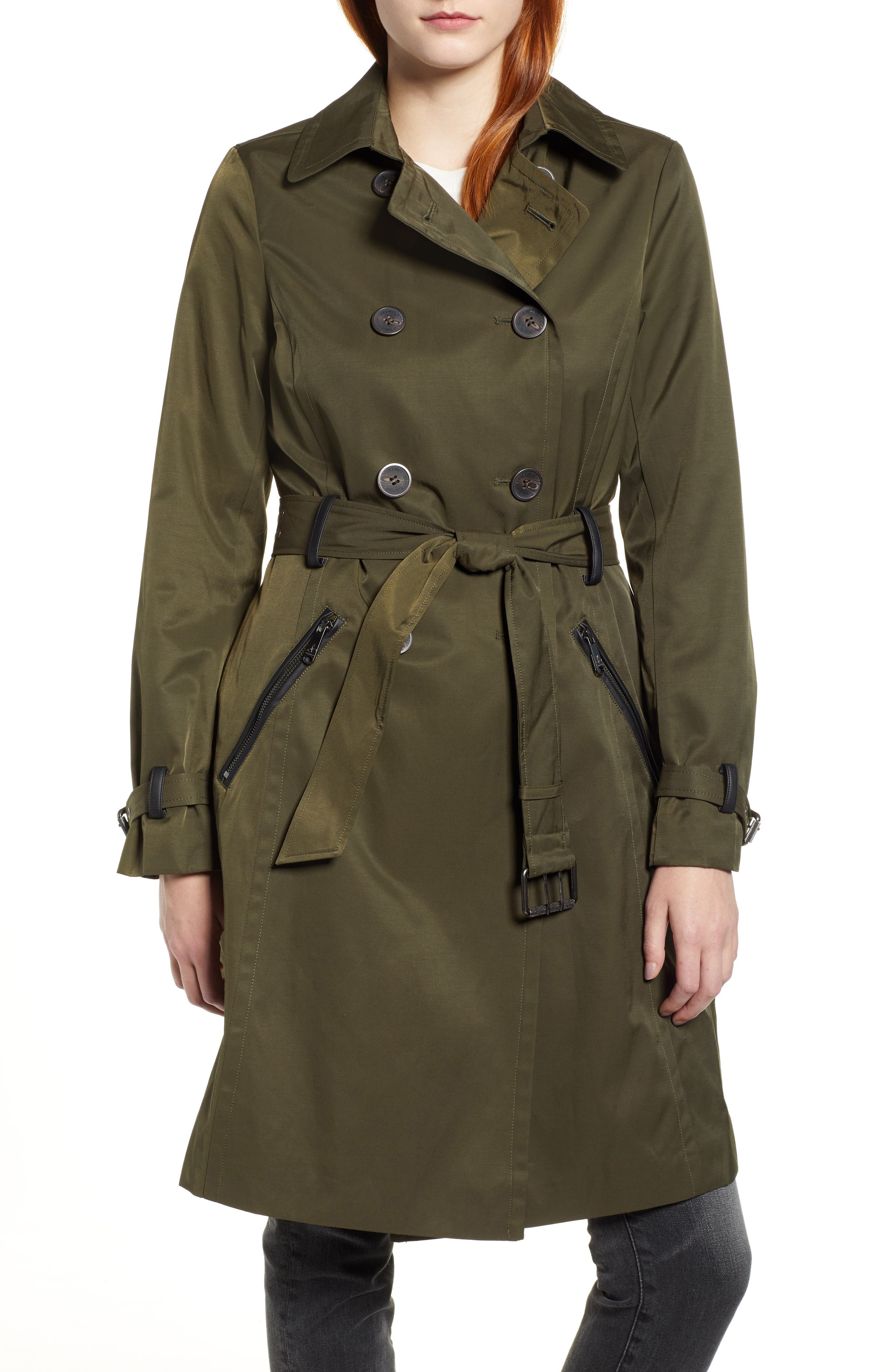 Sam Edelman Packable Trench Coat, Green