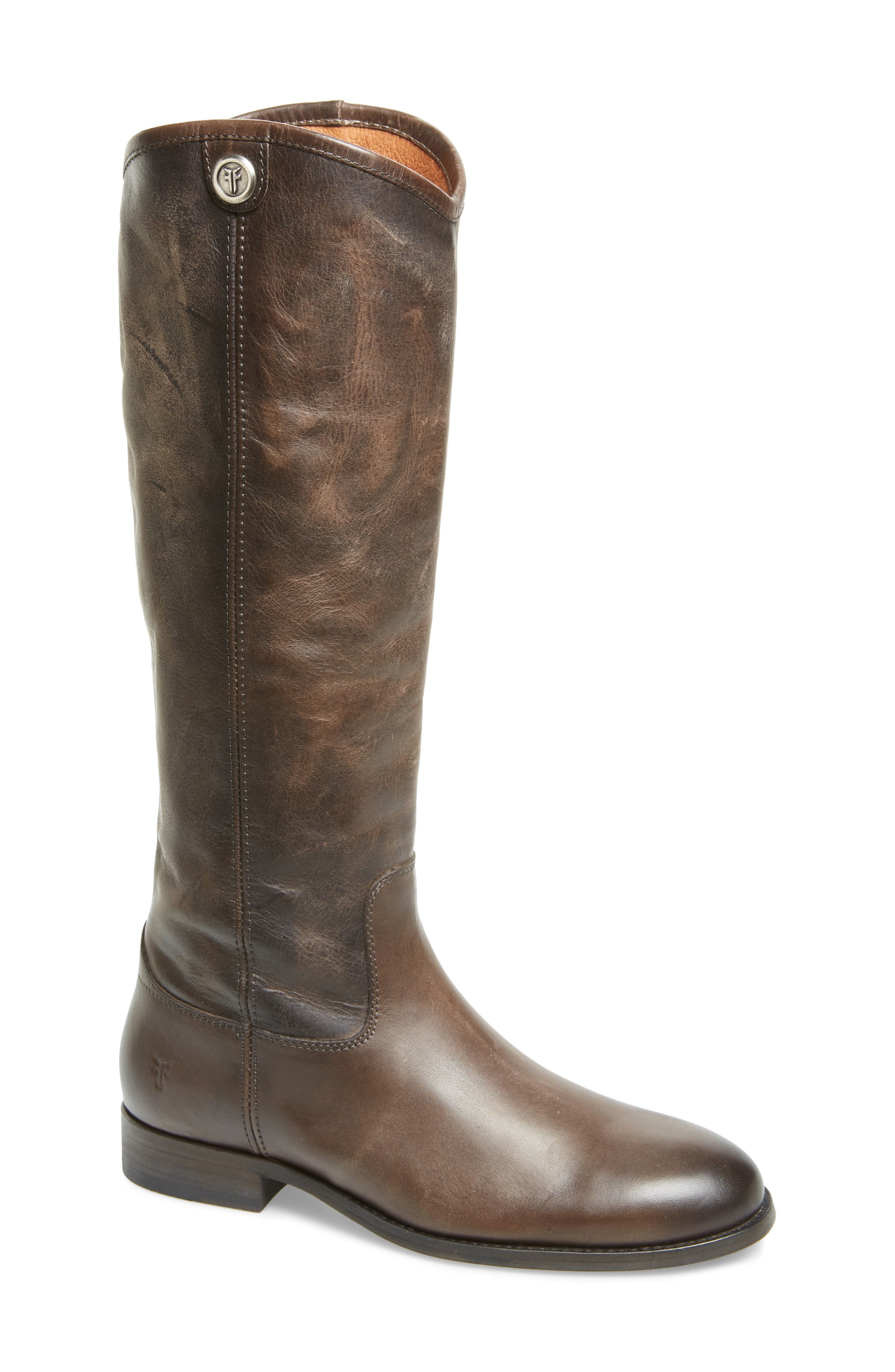Frye Melissa Button 2 Knee High Boot, Wide Calf- Brown