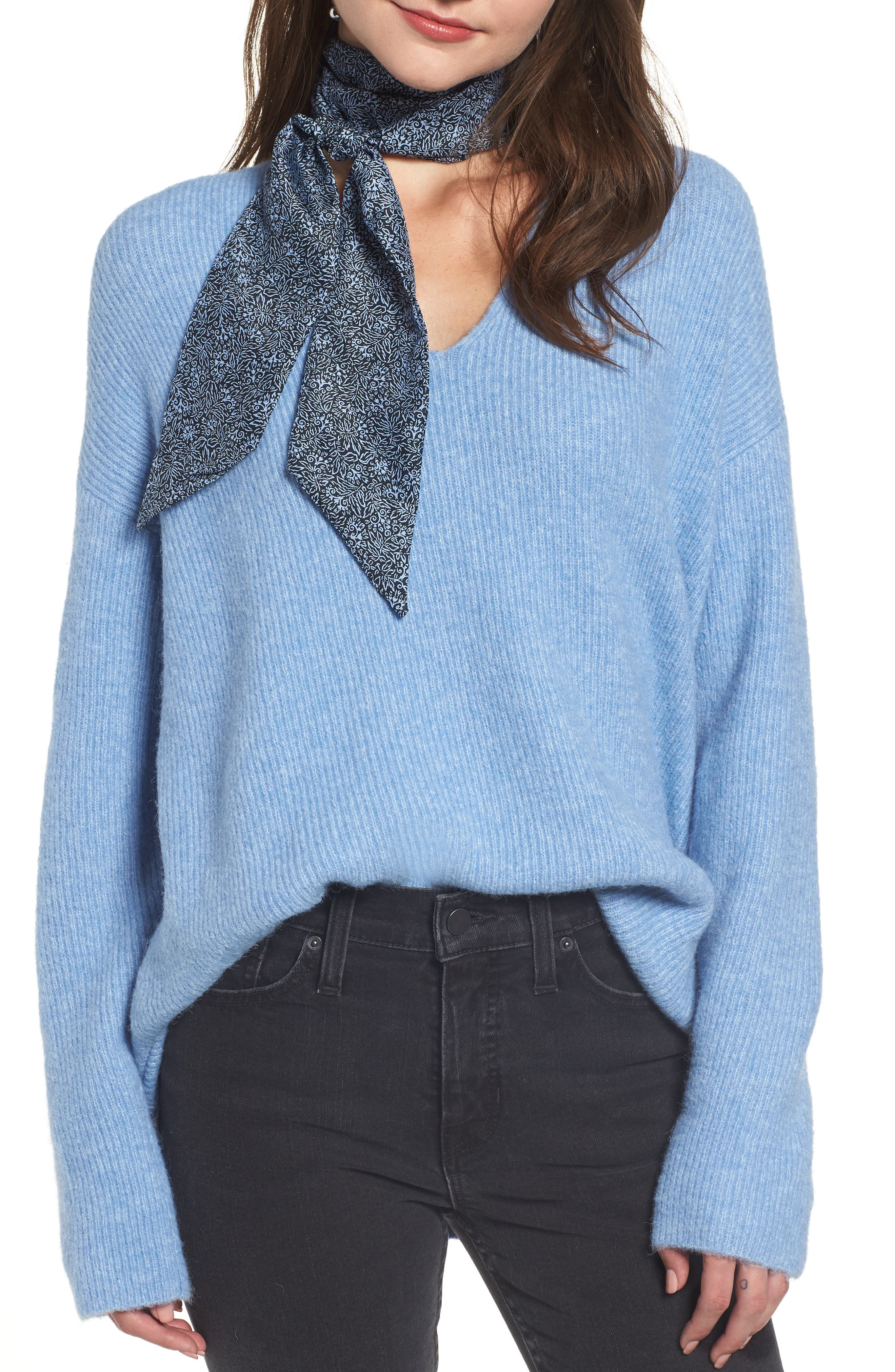 Something Navy Print Silk Skinny Scarf (Nordstrom Exclusive) | Nordstrom