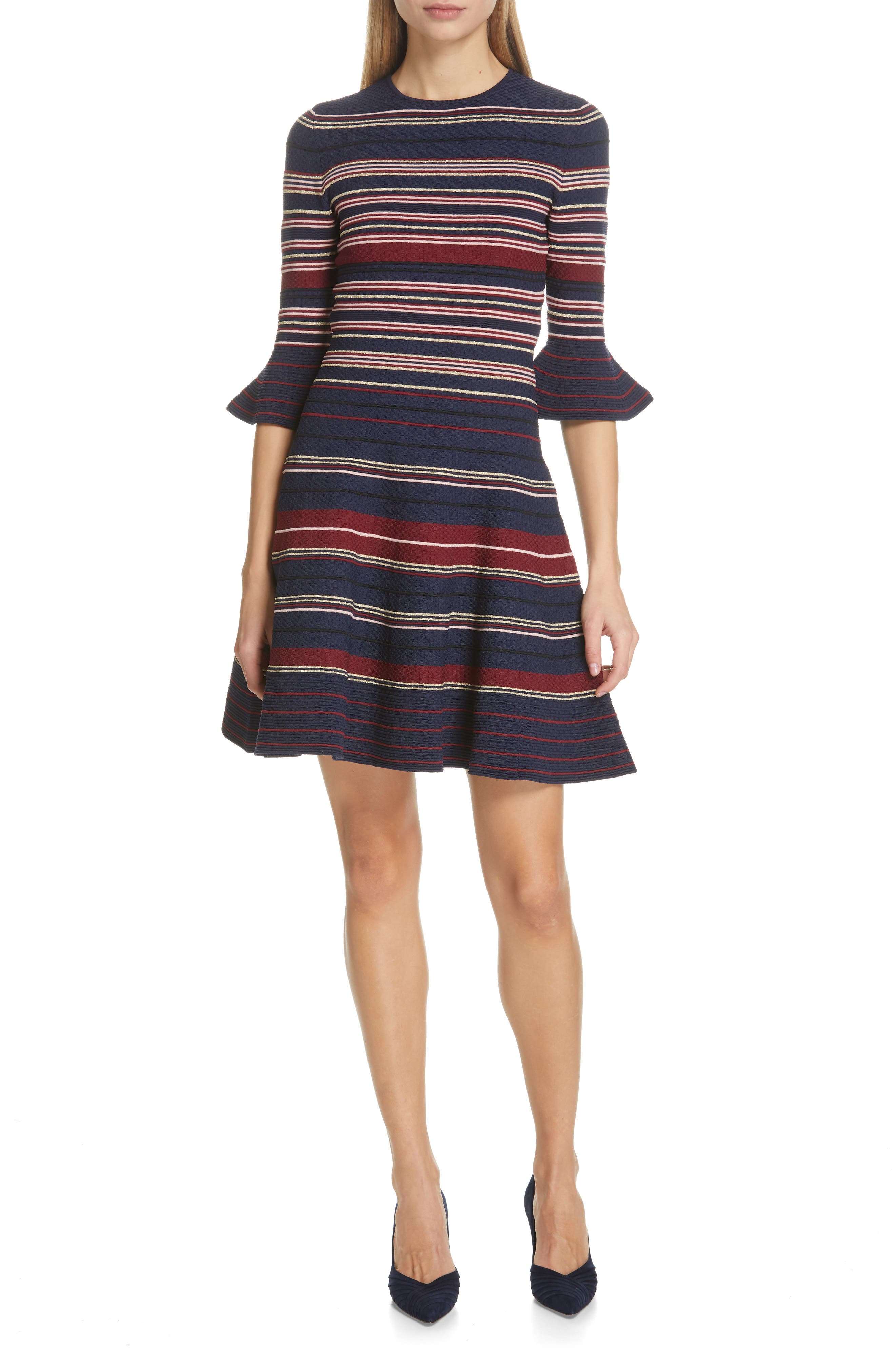 Ted Baker London Tayiny Stripe Ottoman Dress, Blue