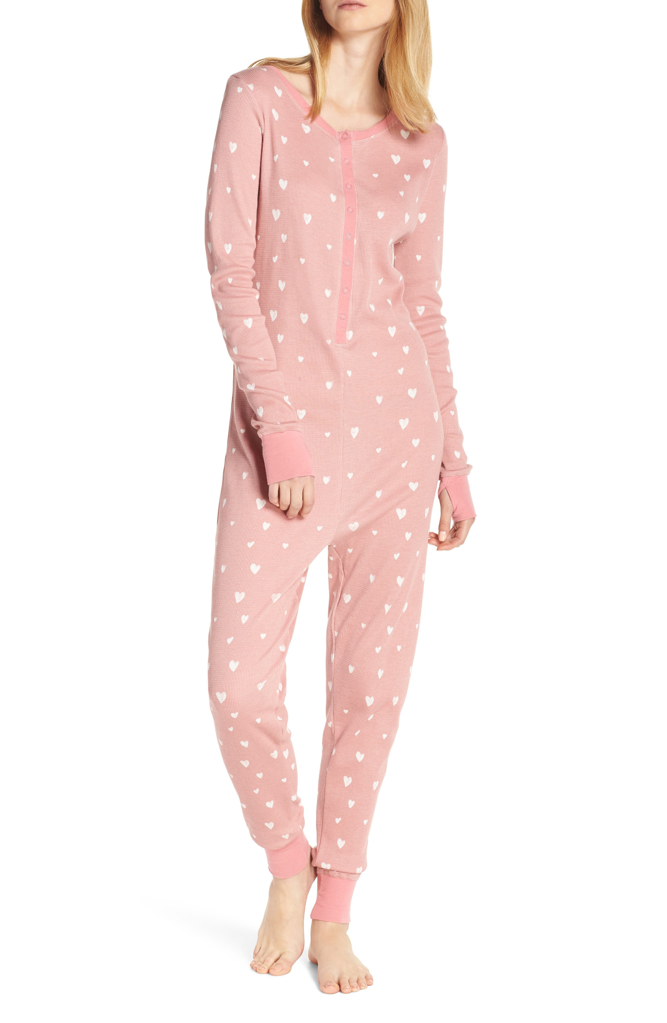 Retrospective Co. Thermal Pajama Jumpsuit, Pink