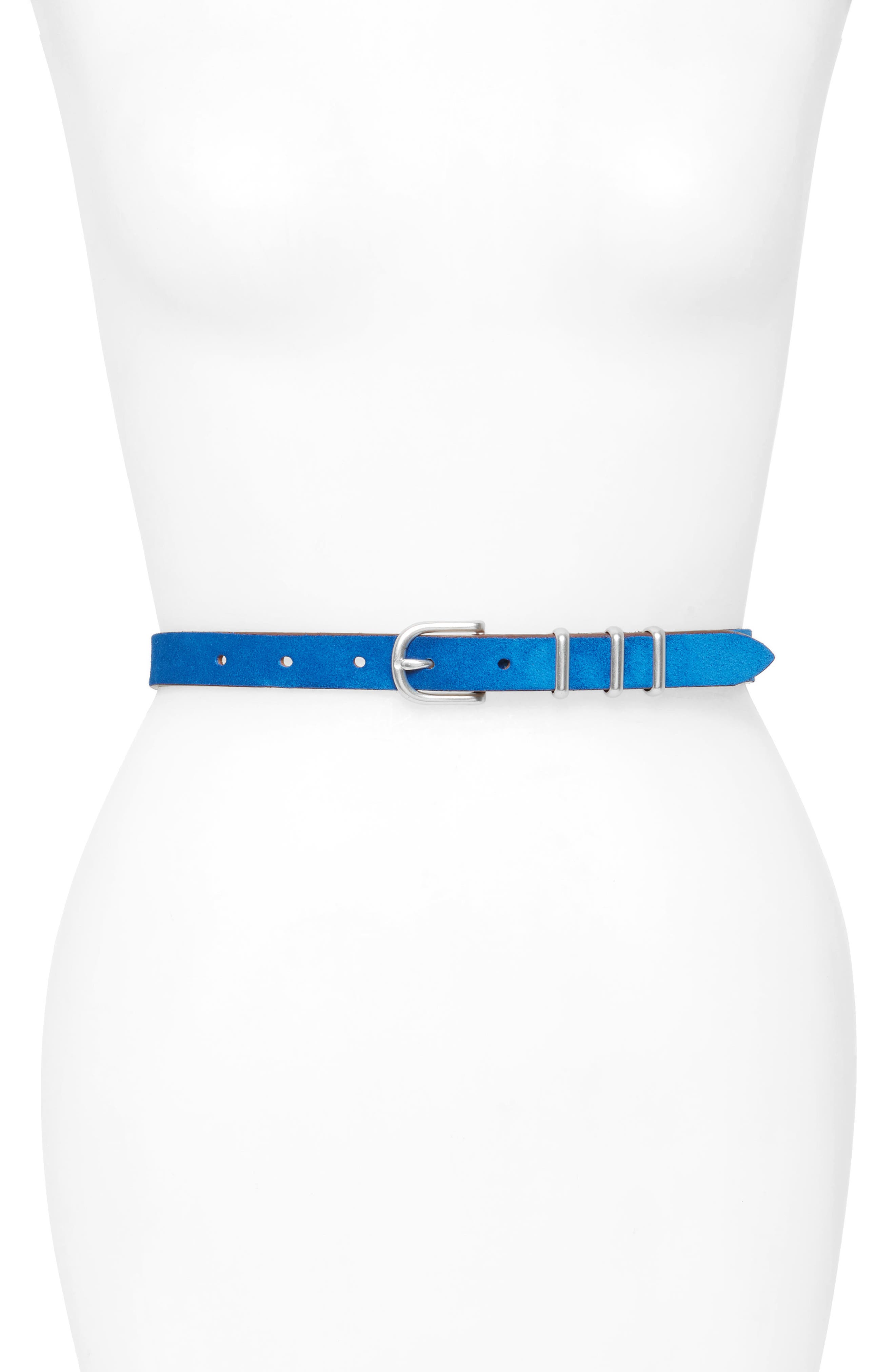 Rag & Bone Jet Skinny Suede Belt, Cobalt