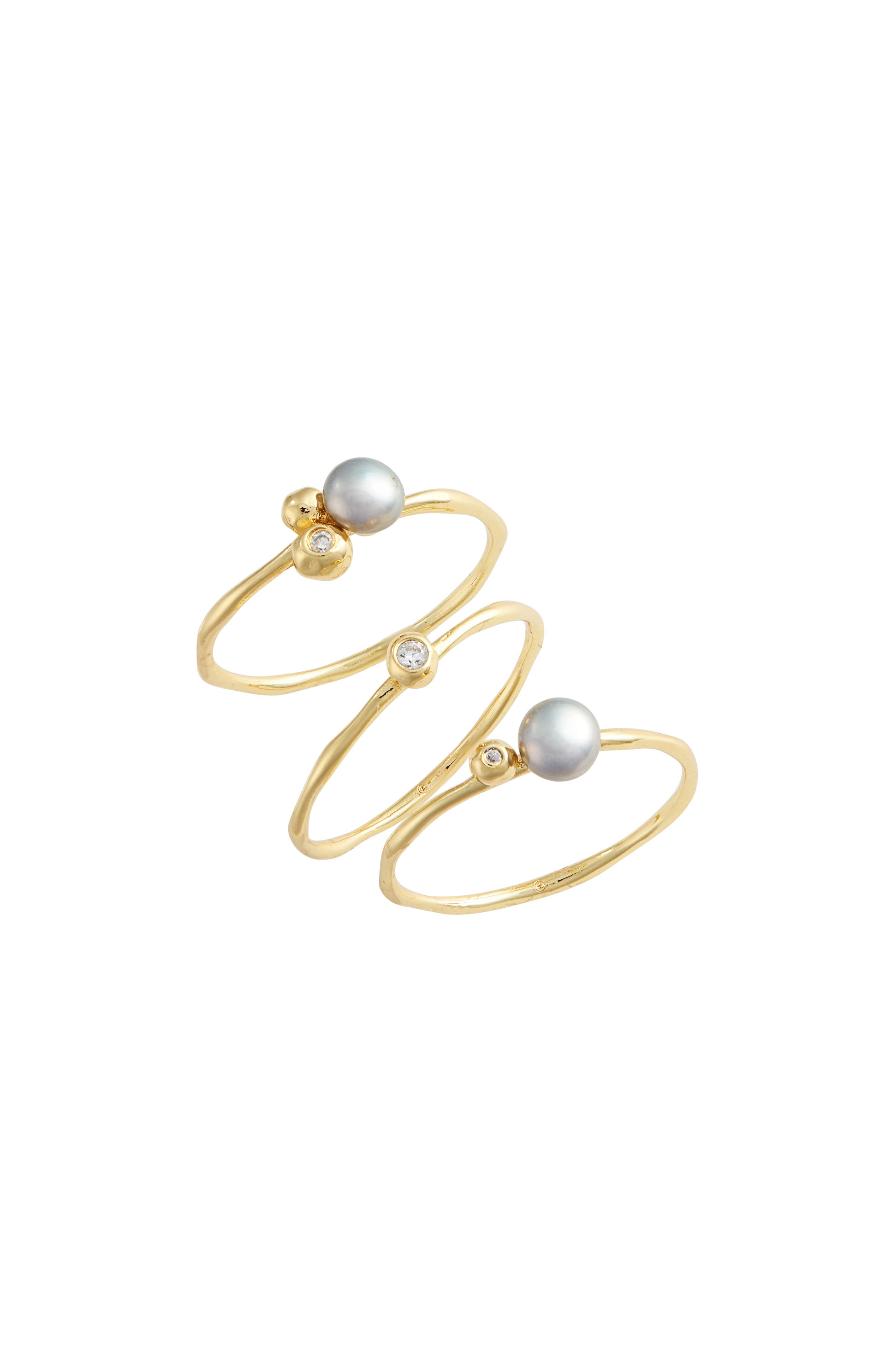 UPC 847267064365 product image for Women's Gorjana Vienna Shimmer Freshwater Pearl & Crystal Ring Set | upcitemdb.com
