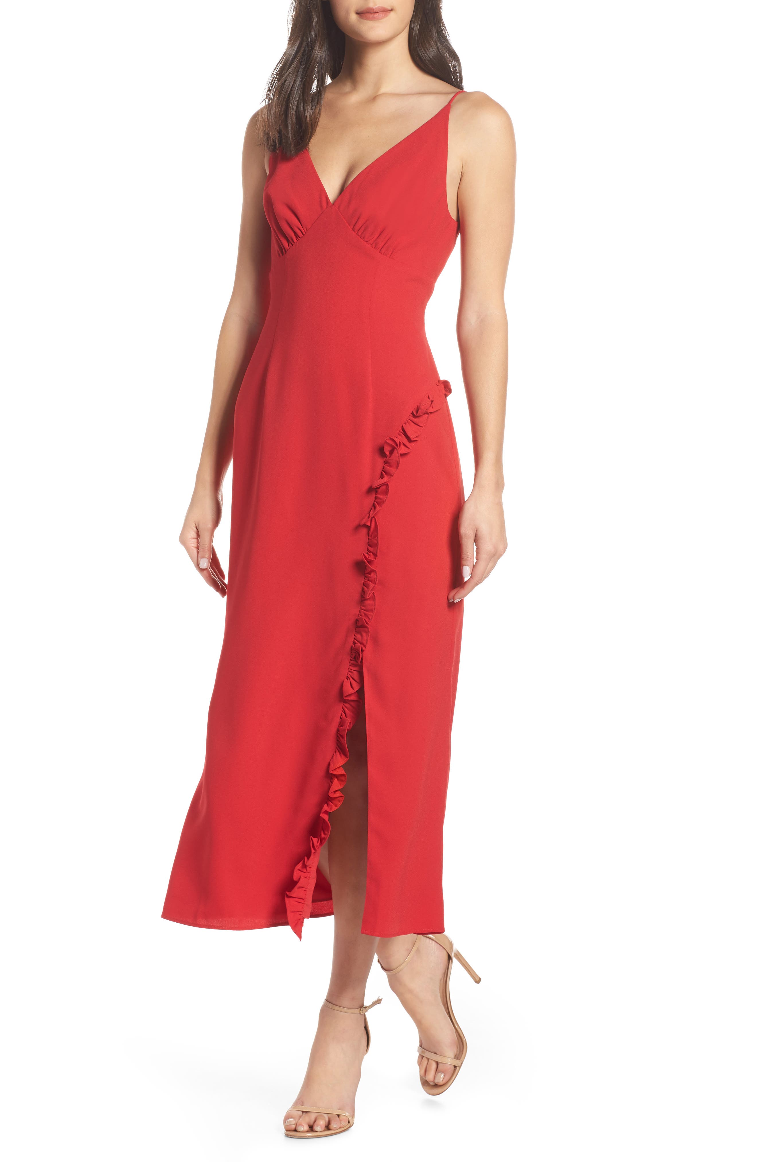 Keepsake The Label Forget You Tea Length Dress, Red