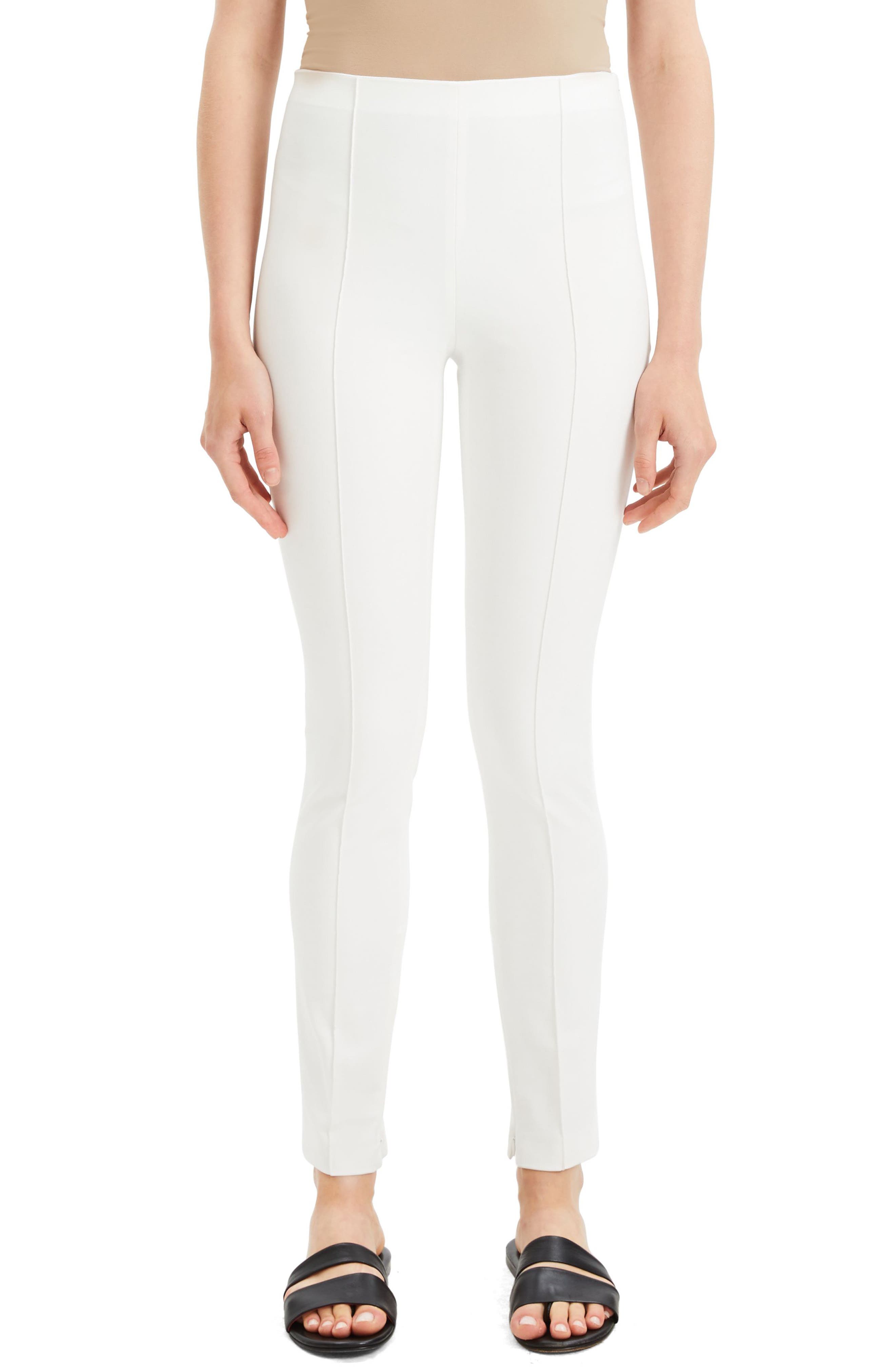 Theory Skinny Seamed Stretch Cotton Leggings, White