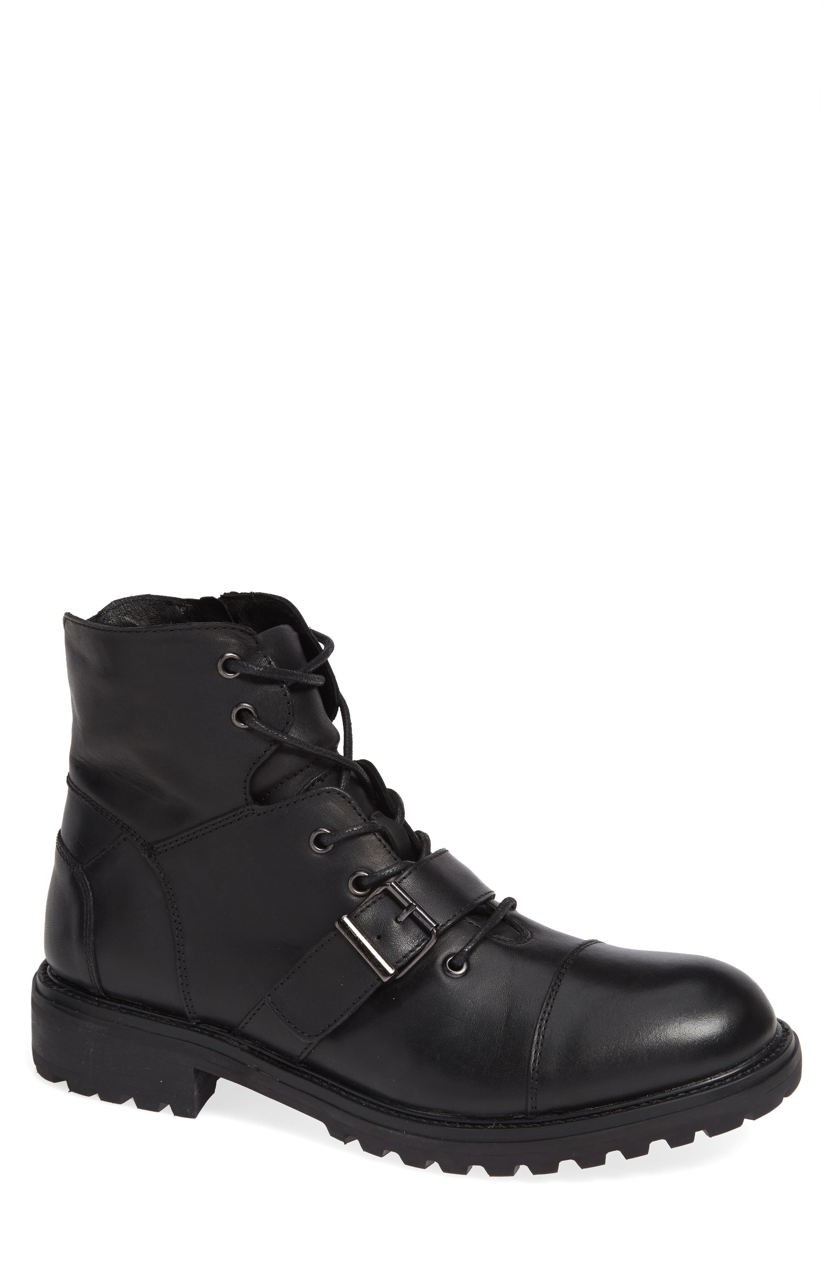 Jump Brake Cap Toe Motorcycle Boot, Black