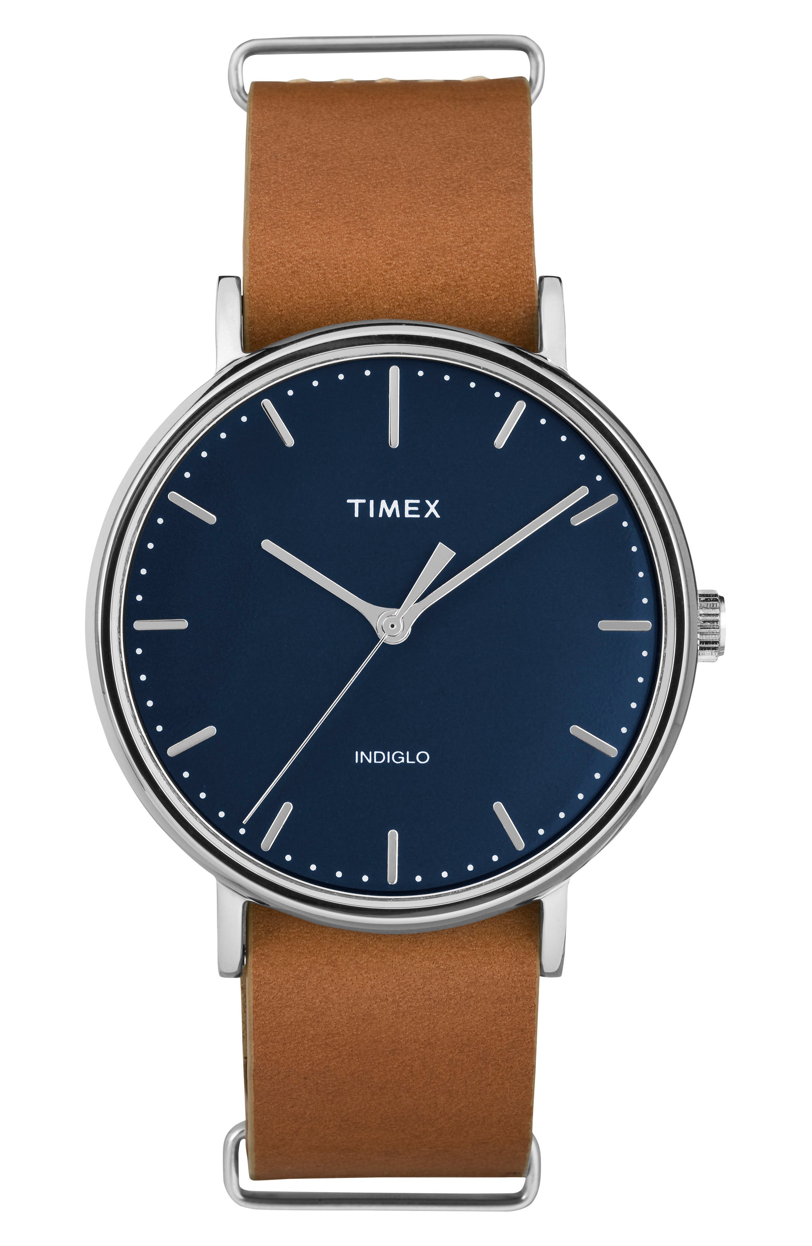 Timex Fairfield Leather Strap Watch, 41Mm