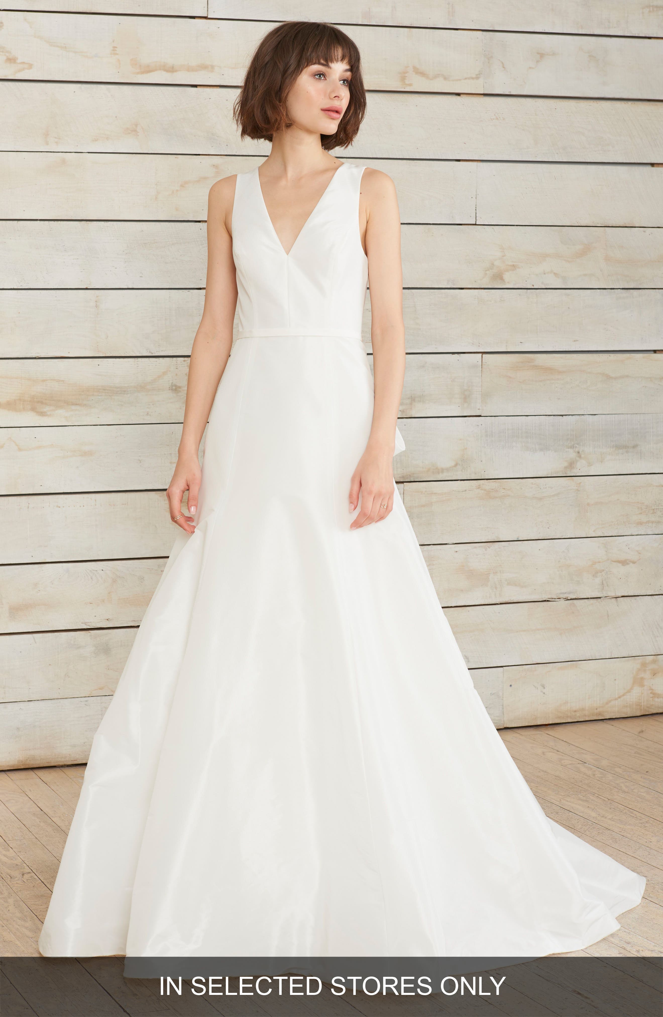 Nouvelle Amsale Dillon Illusion Back Fit & Flare Gown, Size IN STORE ONLY - White
