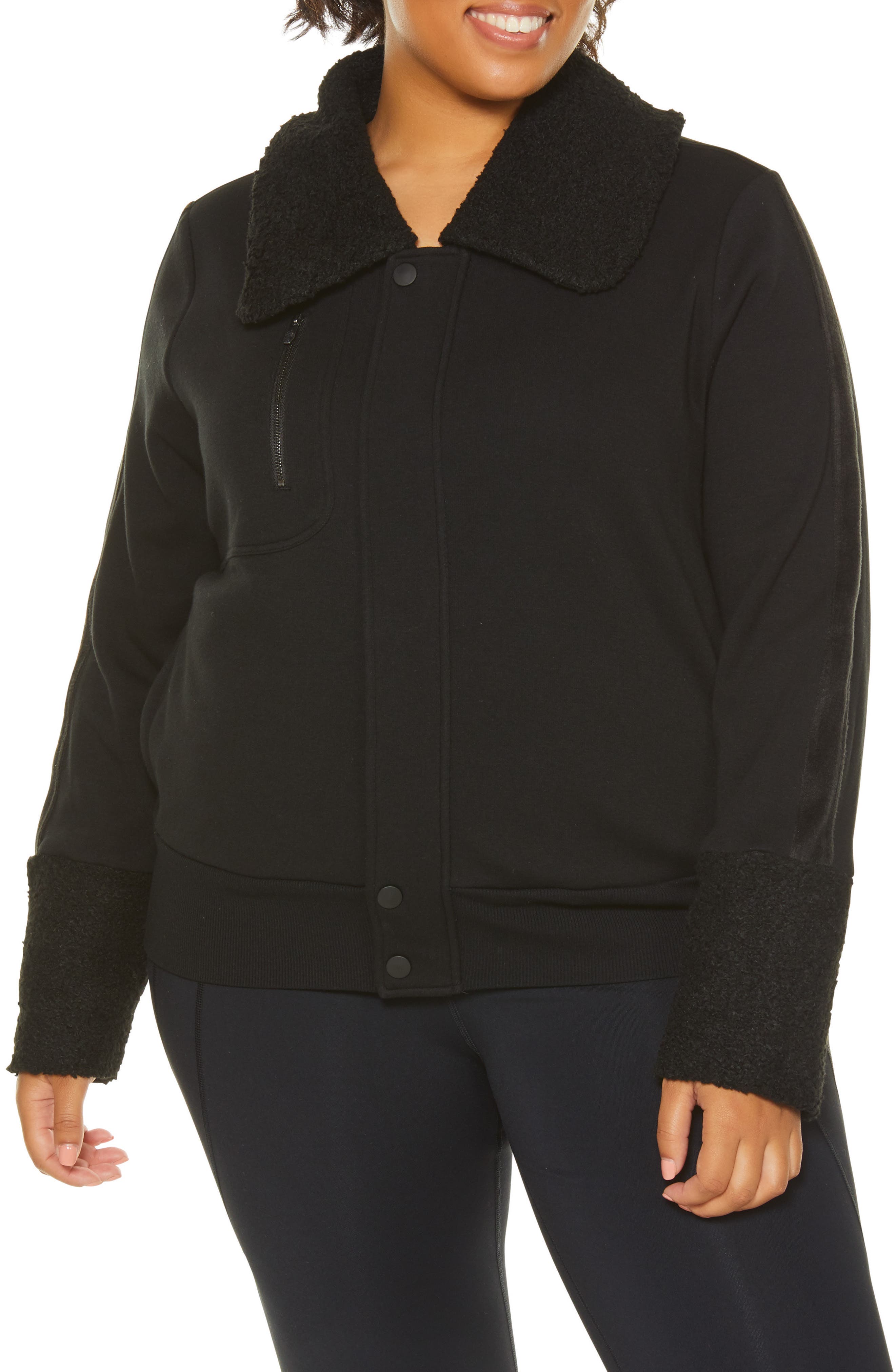 Plus Size Shape Activewear Stealth Moto Jacket, Black