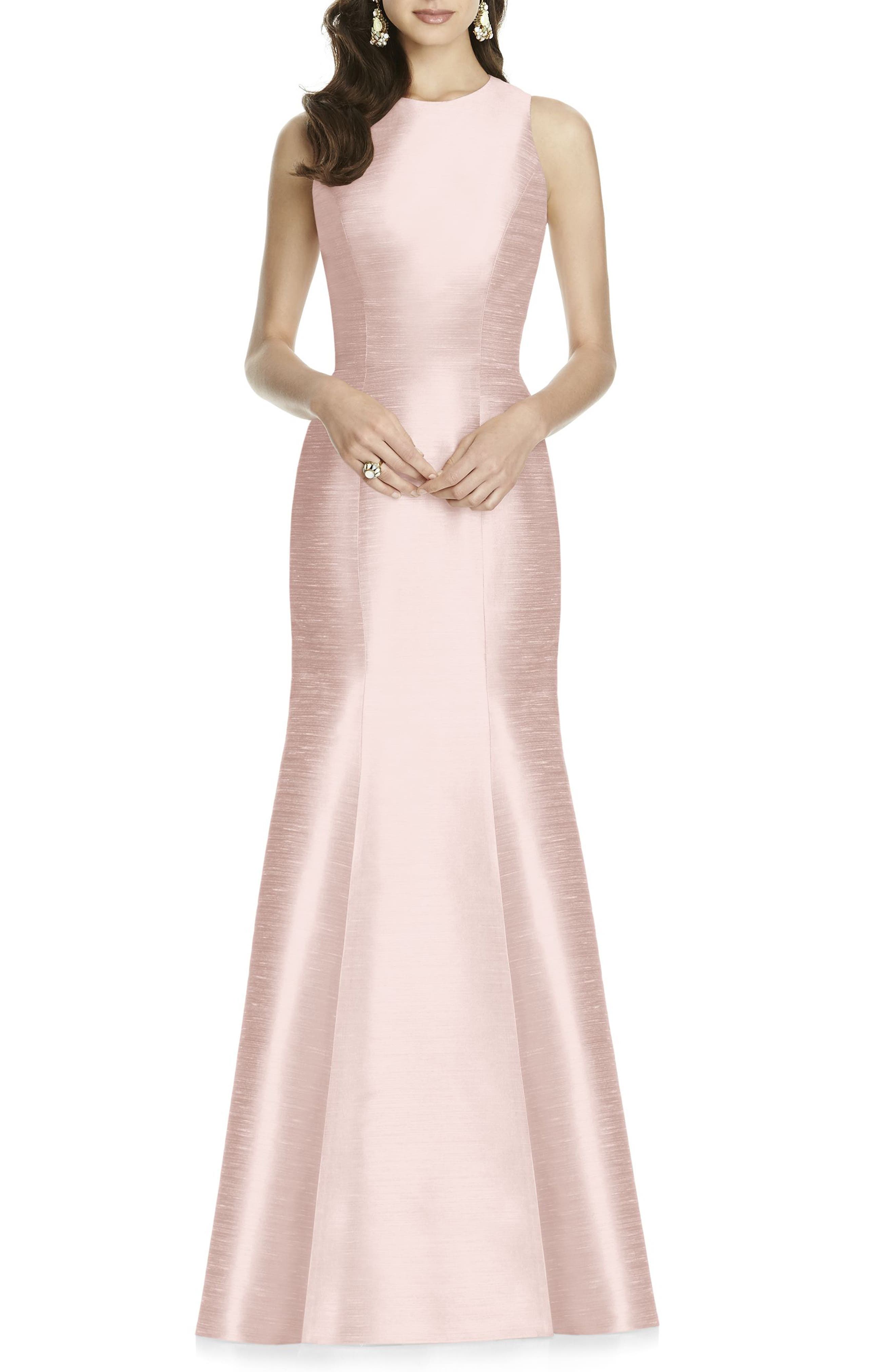 Alfred Sung Dupioni Trumpet Gown, Pink