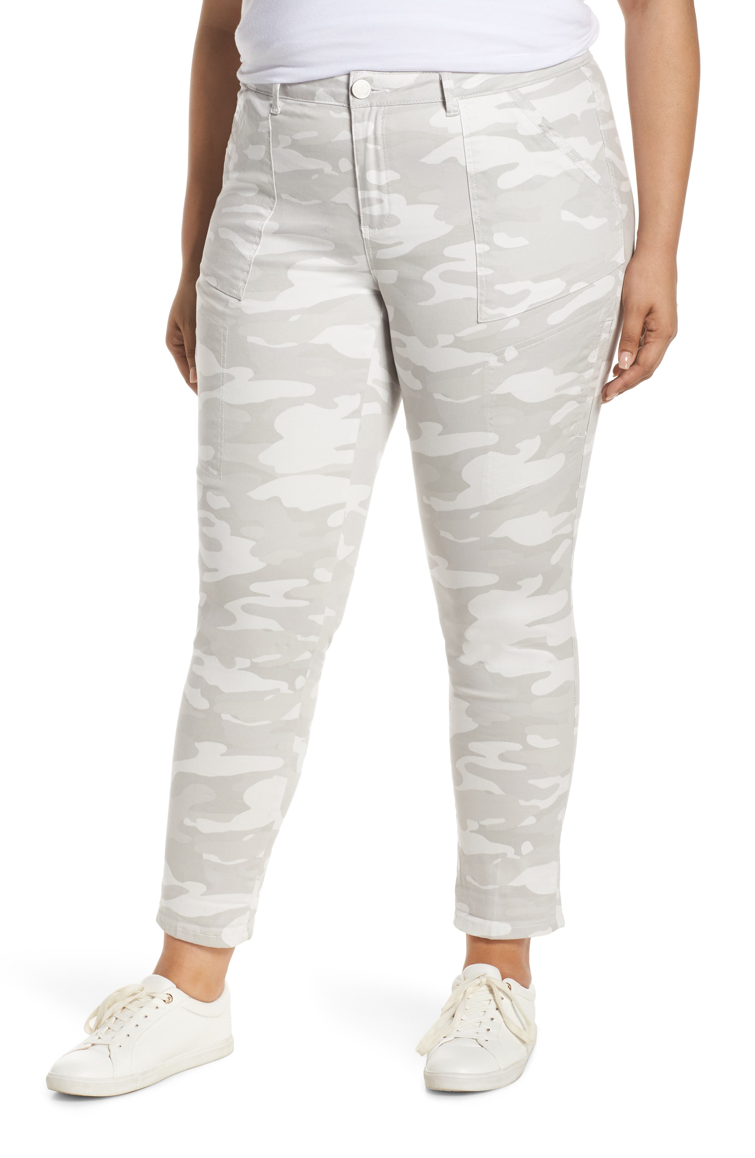 Plus Size Wit & Wisdom Flex-Ellent High Waist Stretch Cotton Cargo Pants, Grey