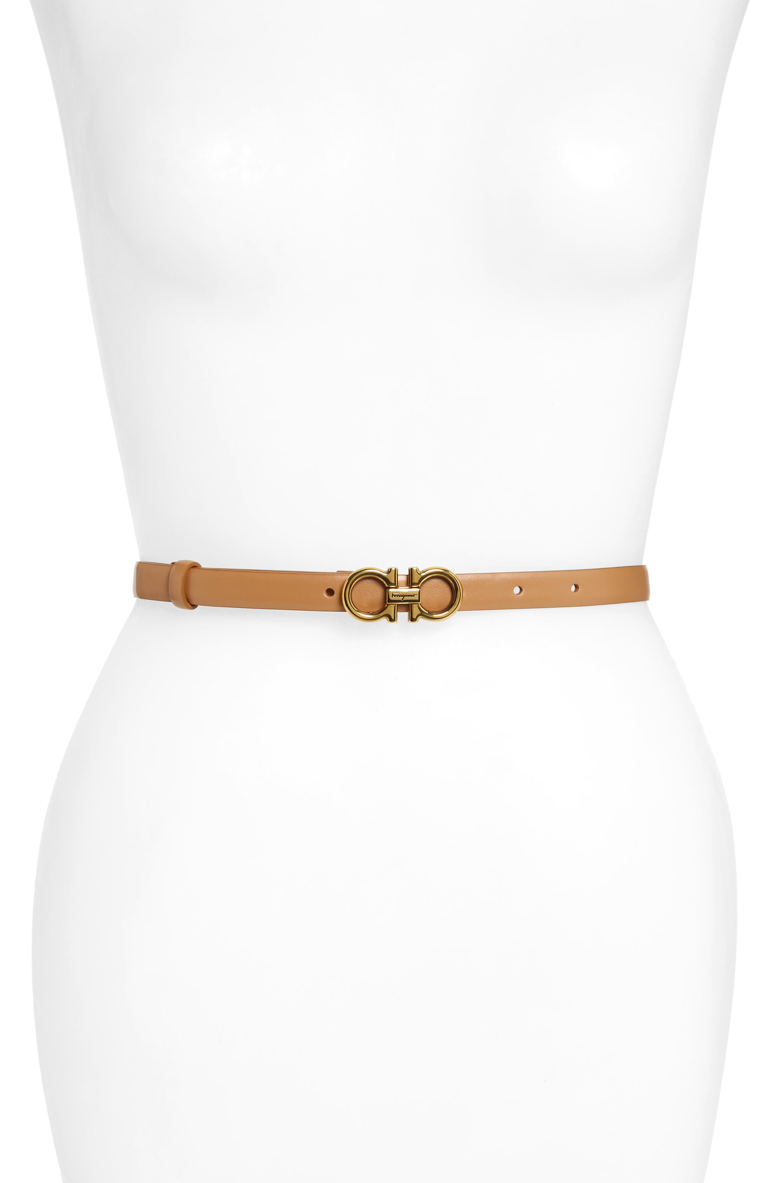 Salvatore Ferragamo X-Small New Gancini Leather Belt, New Cuoio