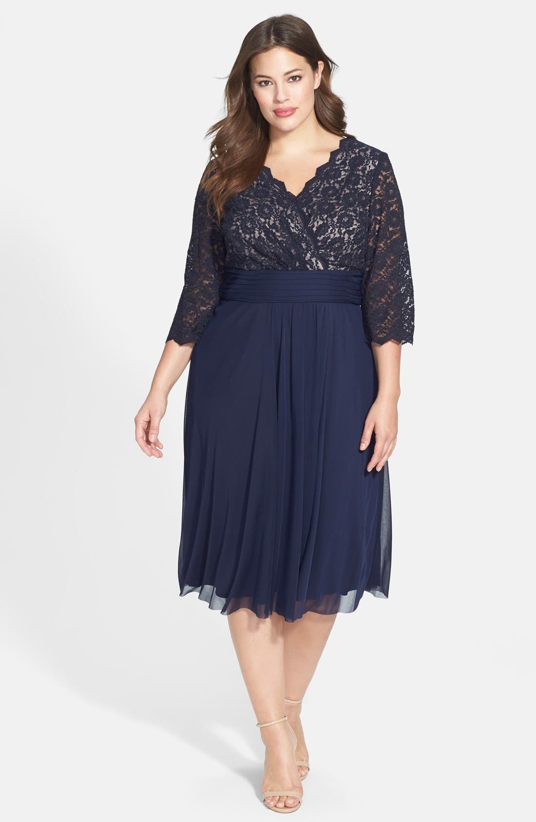 Jessica Howard Lace & Chiffon Fit & Flare Dress (Plus Size) Nordstrom