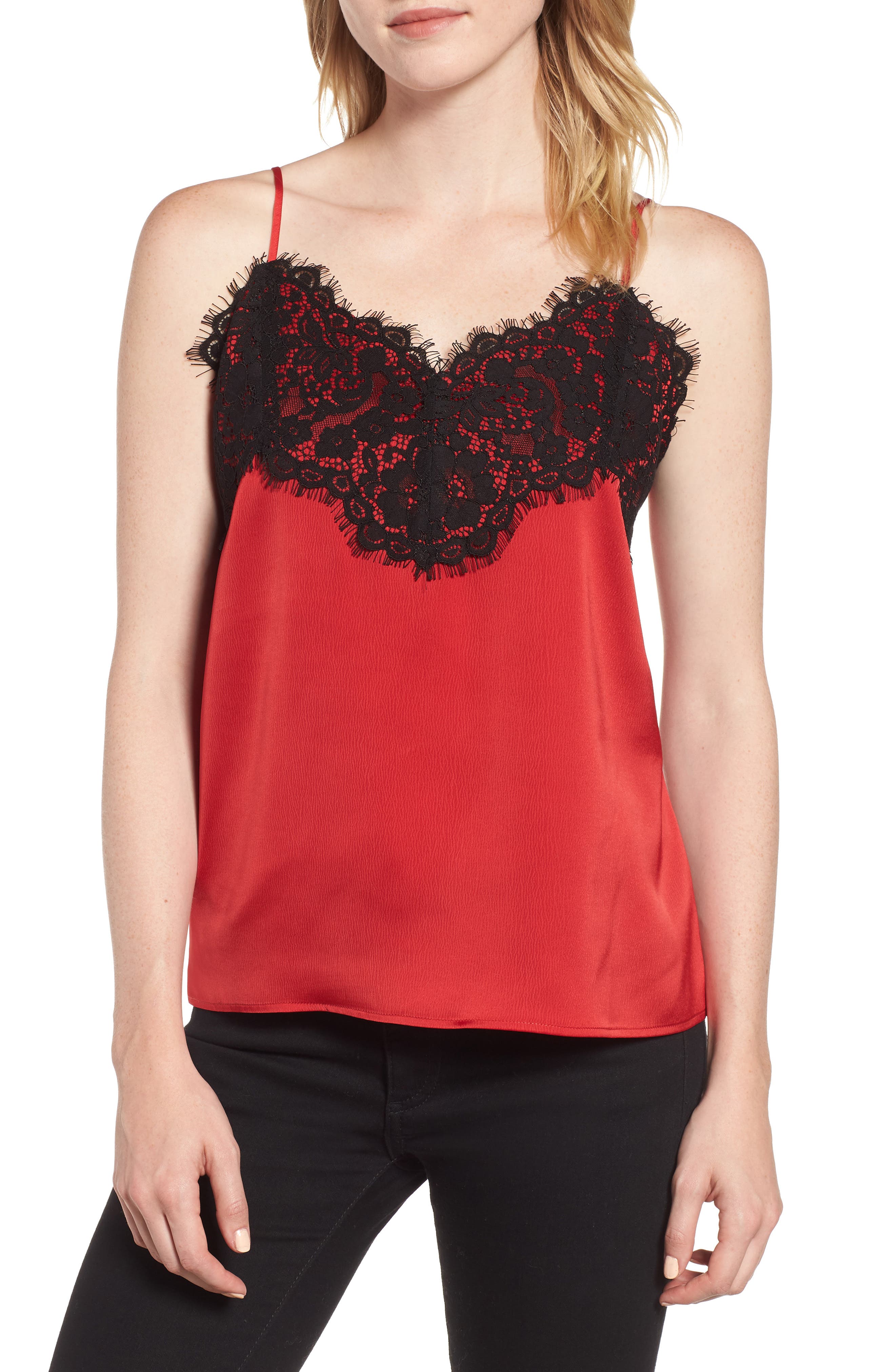 Gibson X Glam Squad Rachel Lace Camisole, Red