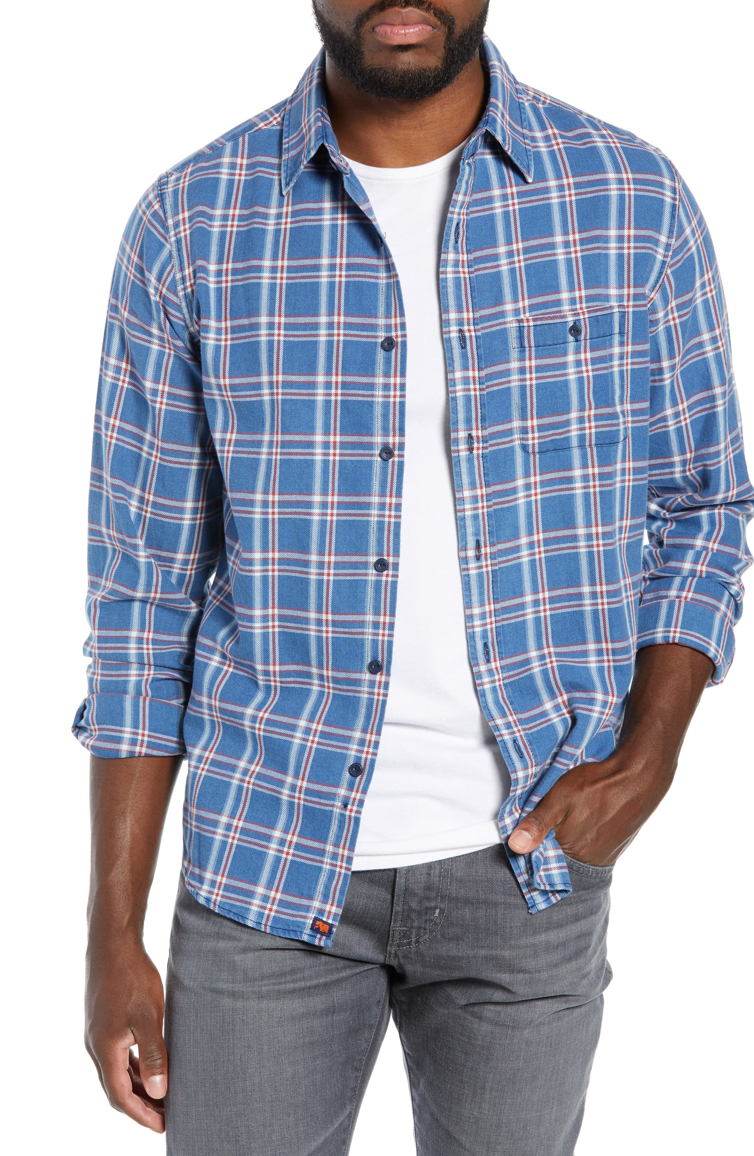 The Normal Brand Frankfort Regular Fit Plaid Indigo Twill Flannel Shirt