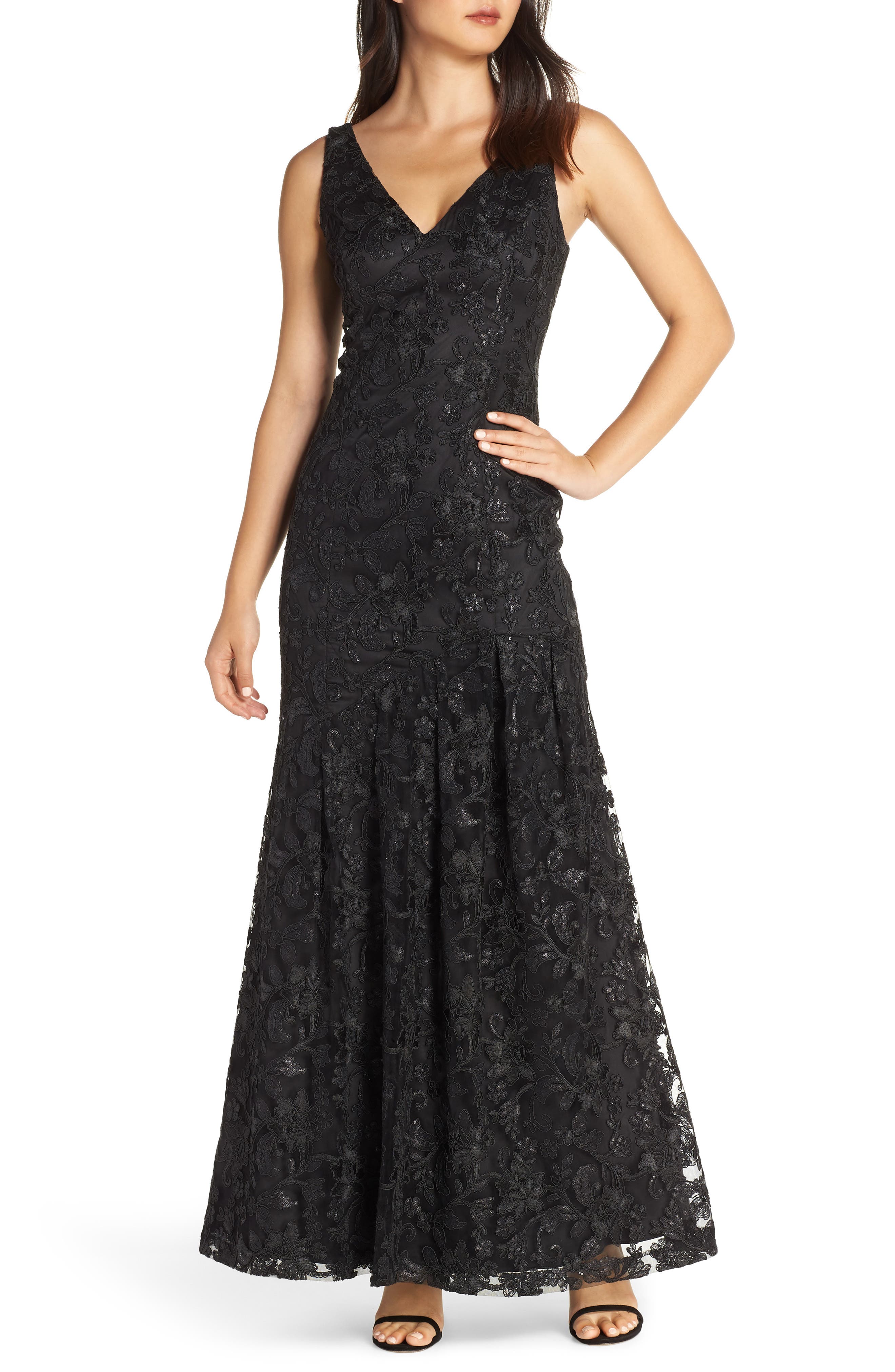 Vince Camuto Lace Asymmetrical Gown